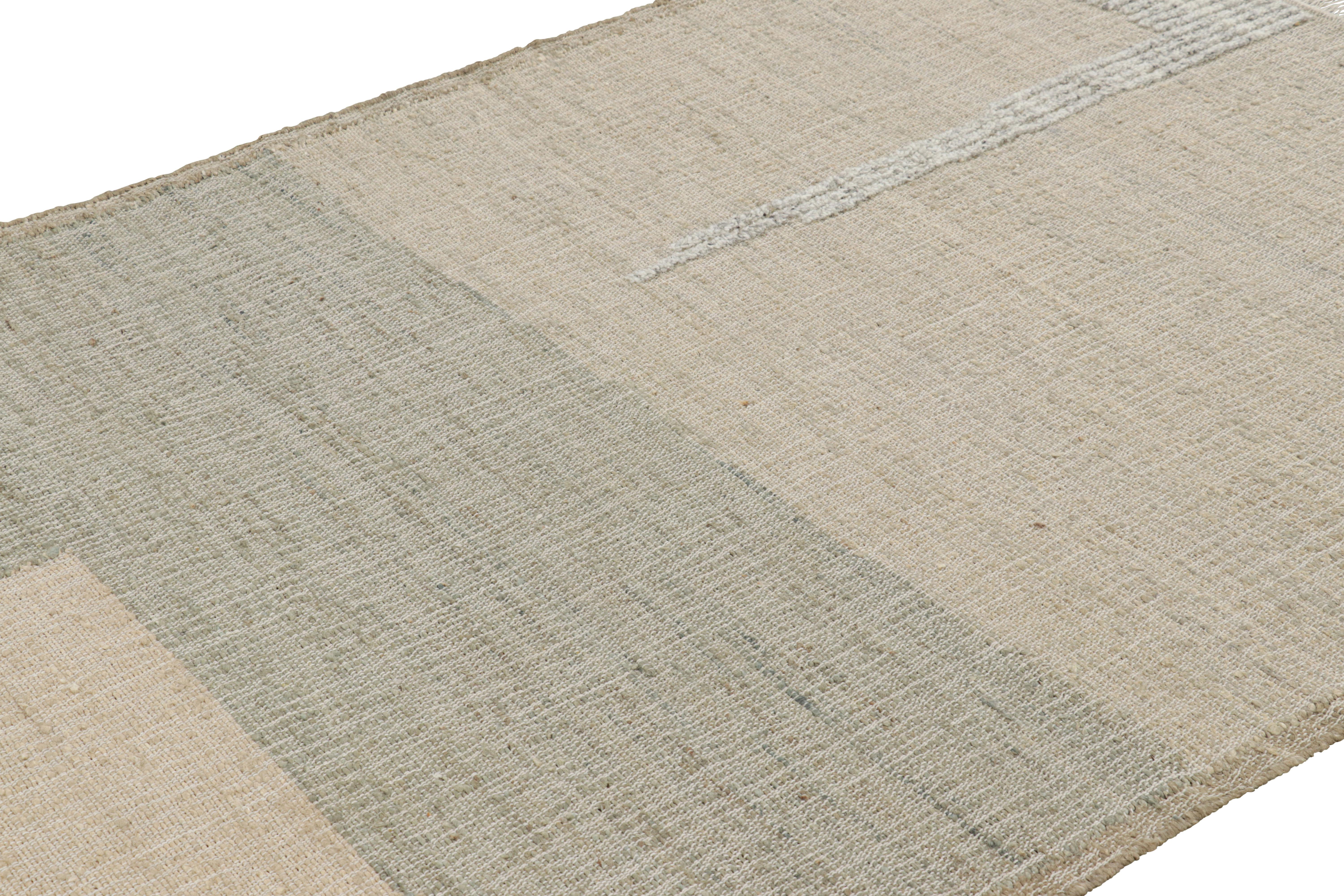 Fabriqué avec de la laine et du jute tissés à la main, ce tapis plat 5x7 et personnalisé représente une nouvelle ligne passionnante et personnalisable de la Collection Rug & Kilim. 

Sur le Design : 

Ces photos représentent un tapis 5x7 récemment