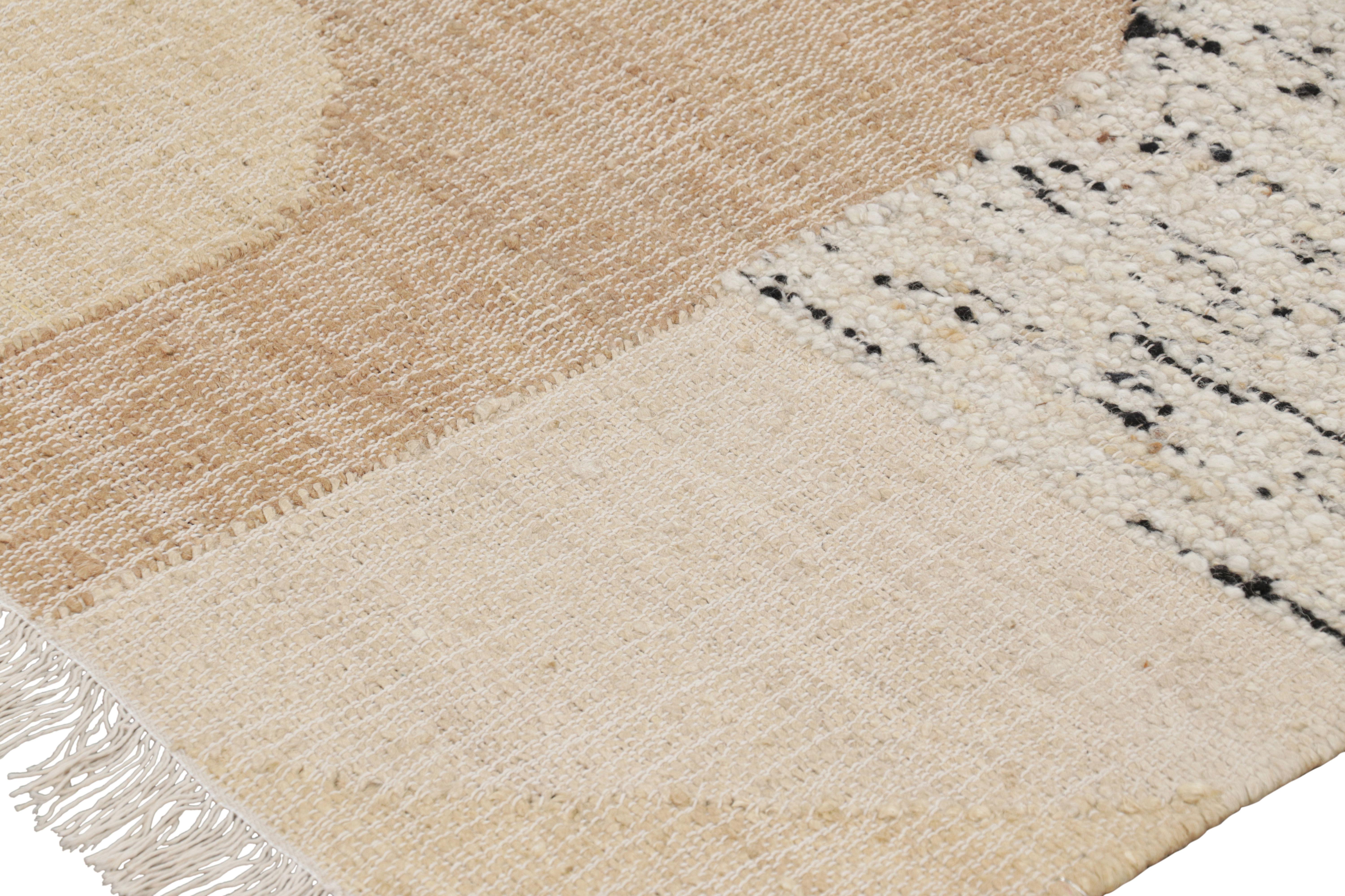 Fabriqué avec de la laine et du jute tissés à la main, ce tissage plat 6x8 représente une nouvelle ligne passionnante et personnalisable de la Rug & Kilim Collection. 

Sur le Design : 

Ce tapis contemporain présente un motif géométrique immersif