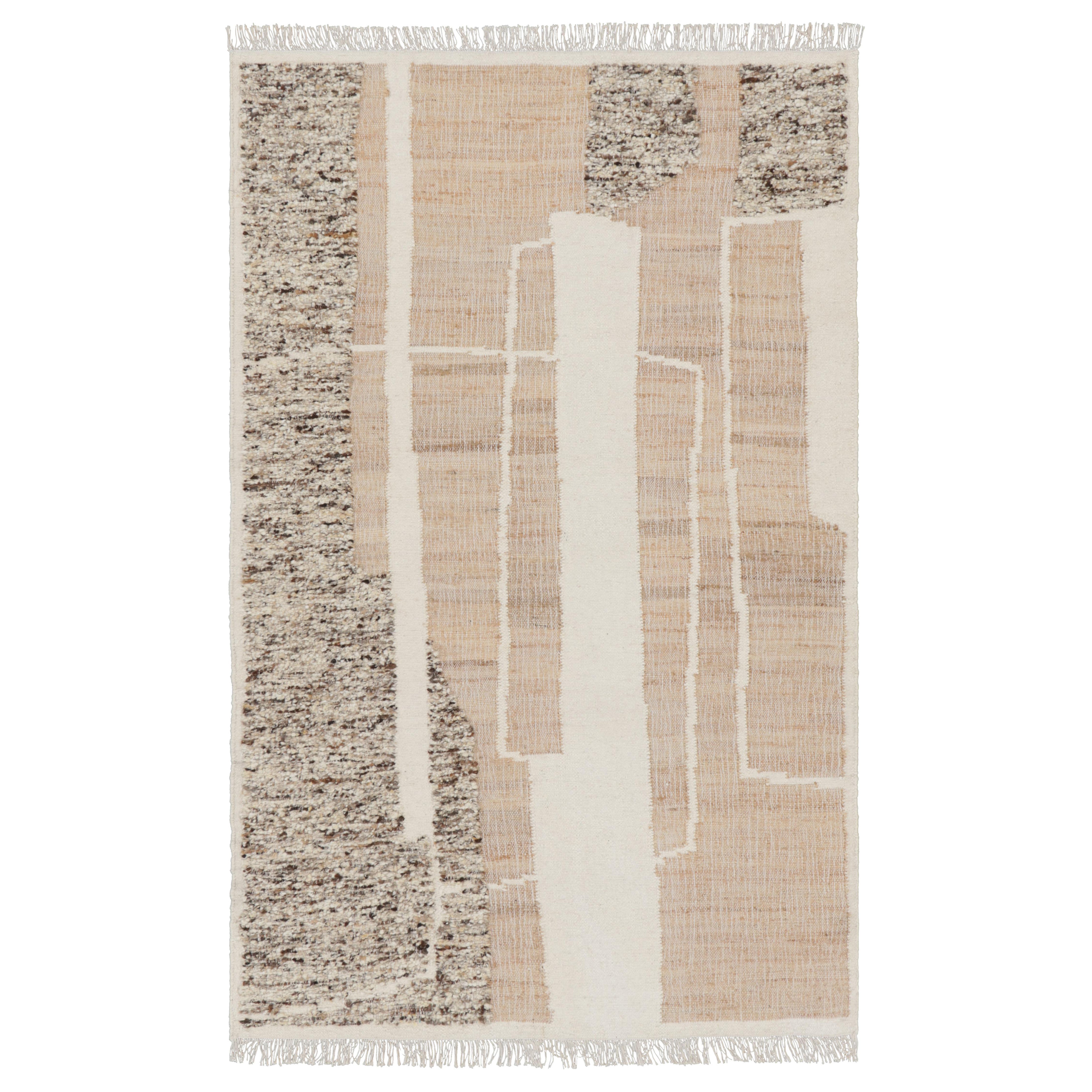 Rug & Kilim’s Abstract Flatweave with Cream and Beige Geometric Patterns