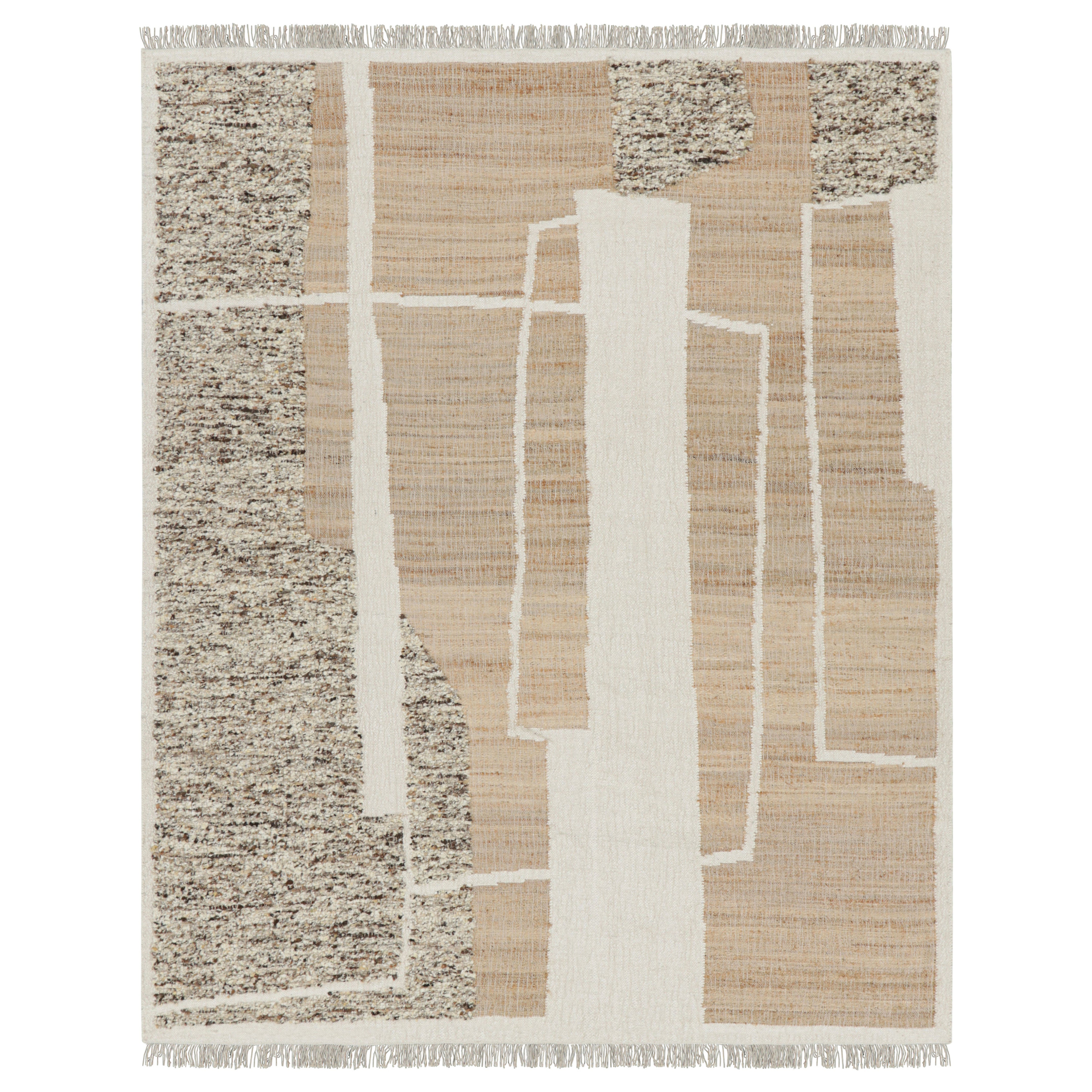 Rug & Kilim’s Abstract Flatweave with Cream and Beige Geometric Patterns For Sale