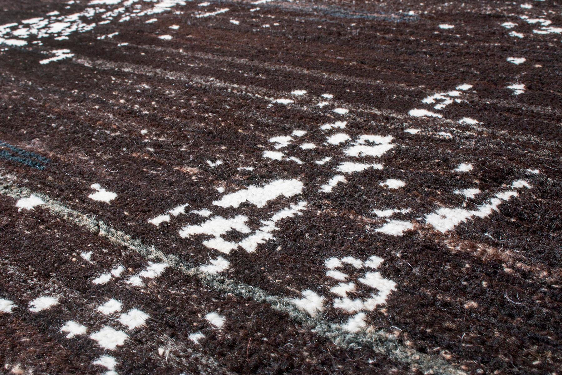 Other Rug & Kilim’s Abstract Modern Rug in Black and White Painterly Pattern