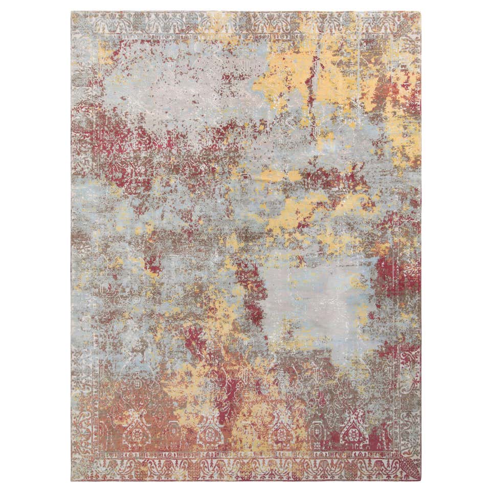Modern Abstract Rug with Silver Gray and Blue All-Over Pattern by Rug ...