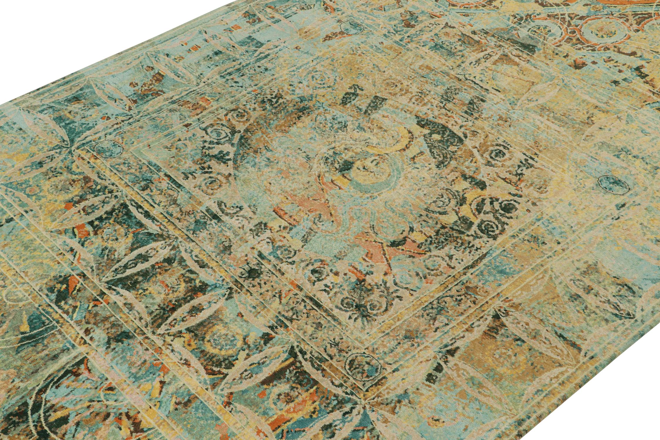 Questo tappeto astratto 8x13 della Rug & Kilim's Modern Collection è una collaborazione mozzafiato tra Blackpop e il Sir John Soane's Museum. Annodato a mano in lana e seta, si ispira all'estetica gotica con vibrazioni pop art e soprattutto ai blu e