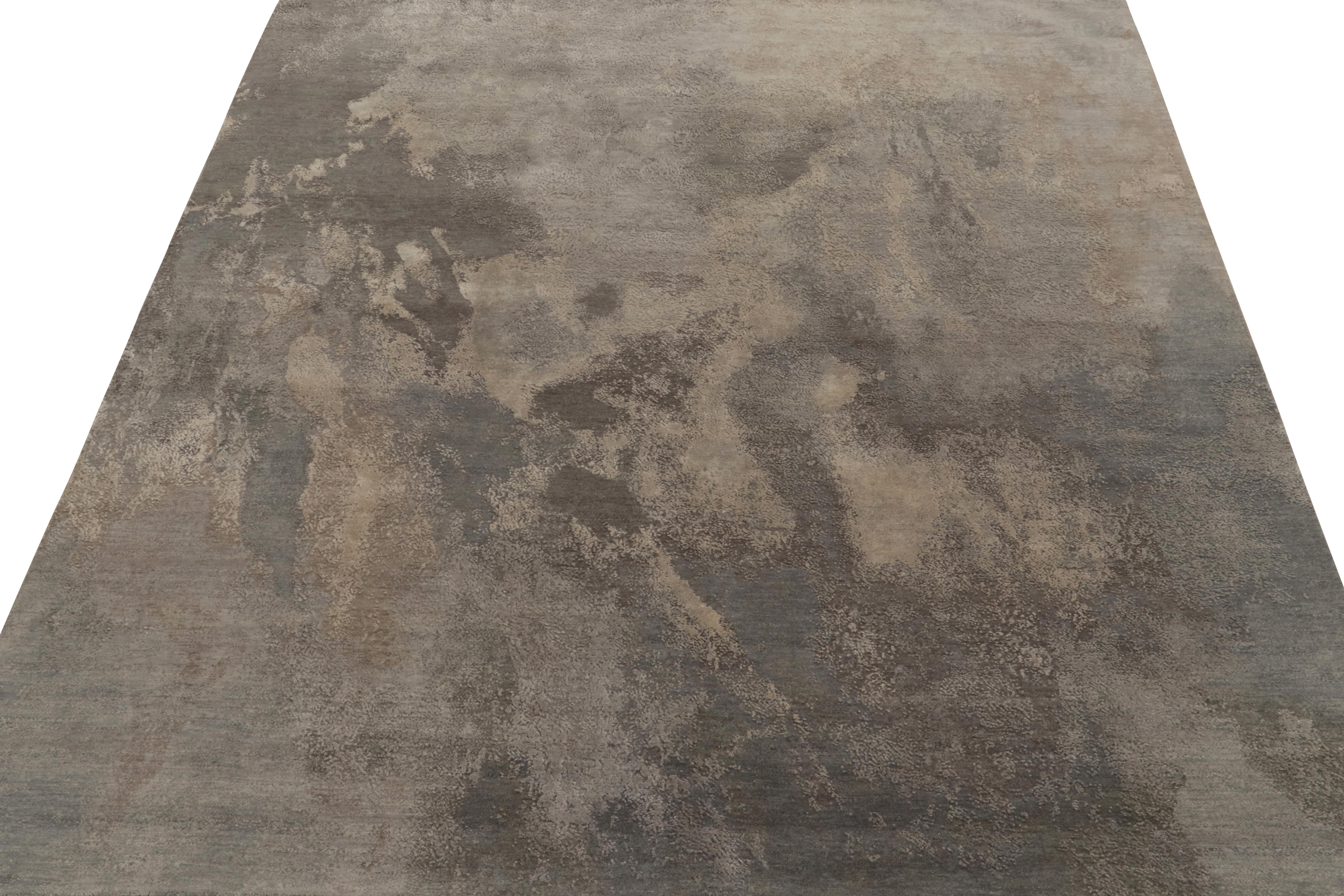 Moderno Rug & Kilim: Tappeto astratto con motivo argento-grigio all over in vendita