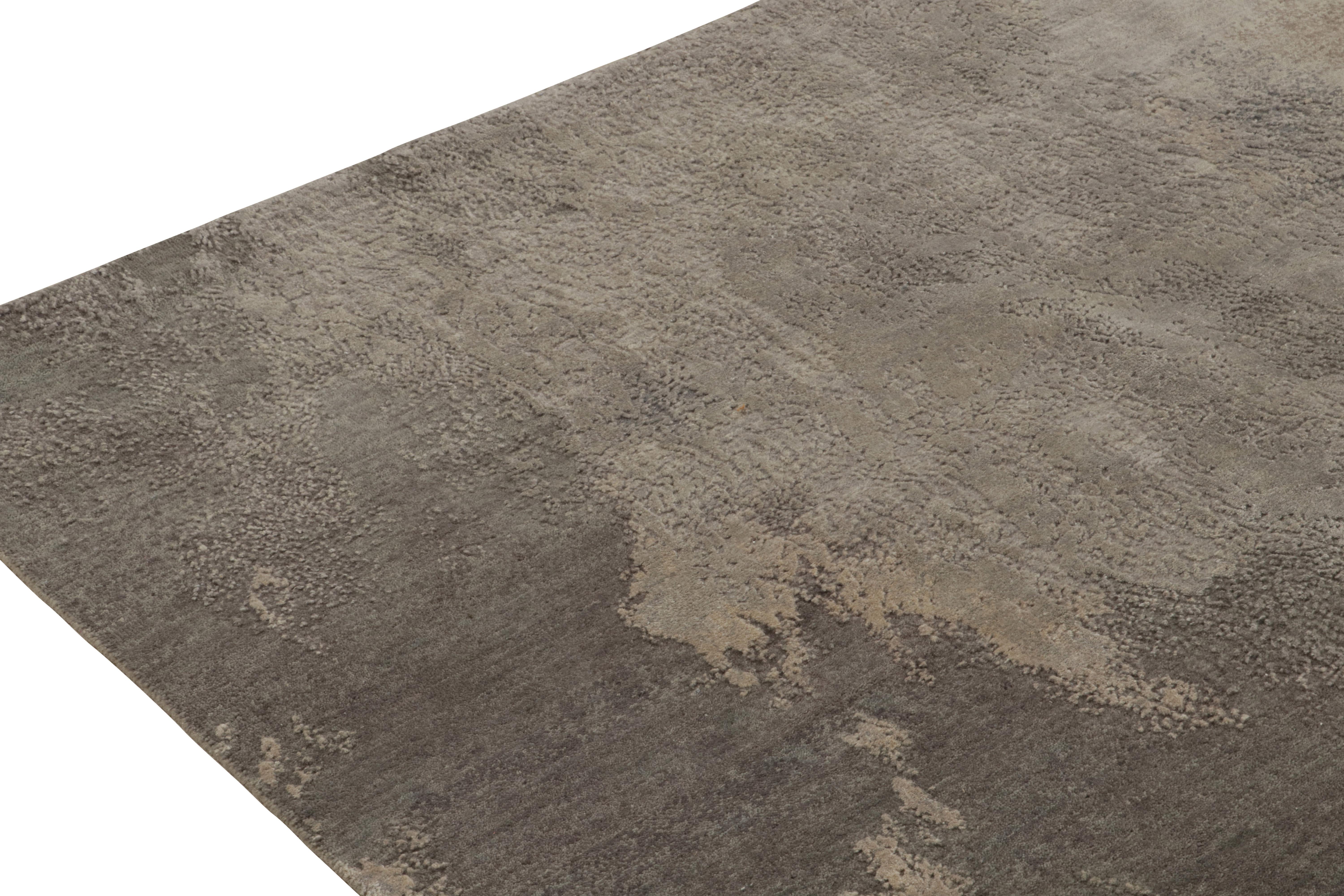 Annodato a mano Rug & Kilim: Tappeto astratto con motivo argento-grigio all over in vendita