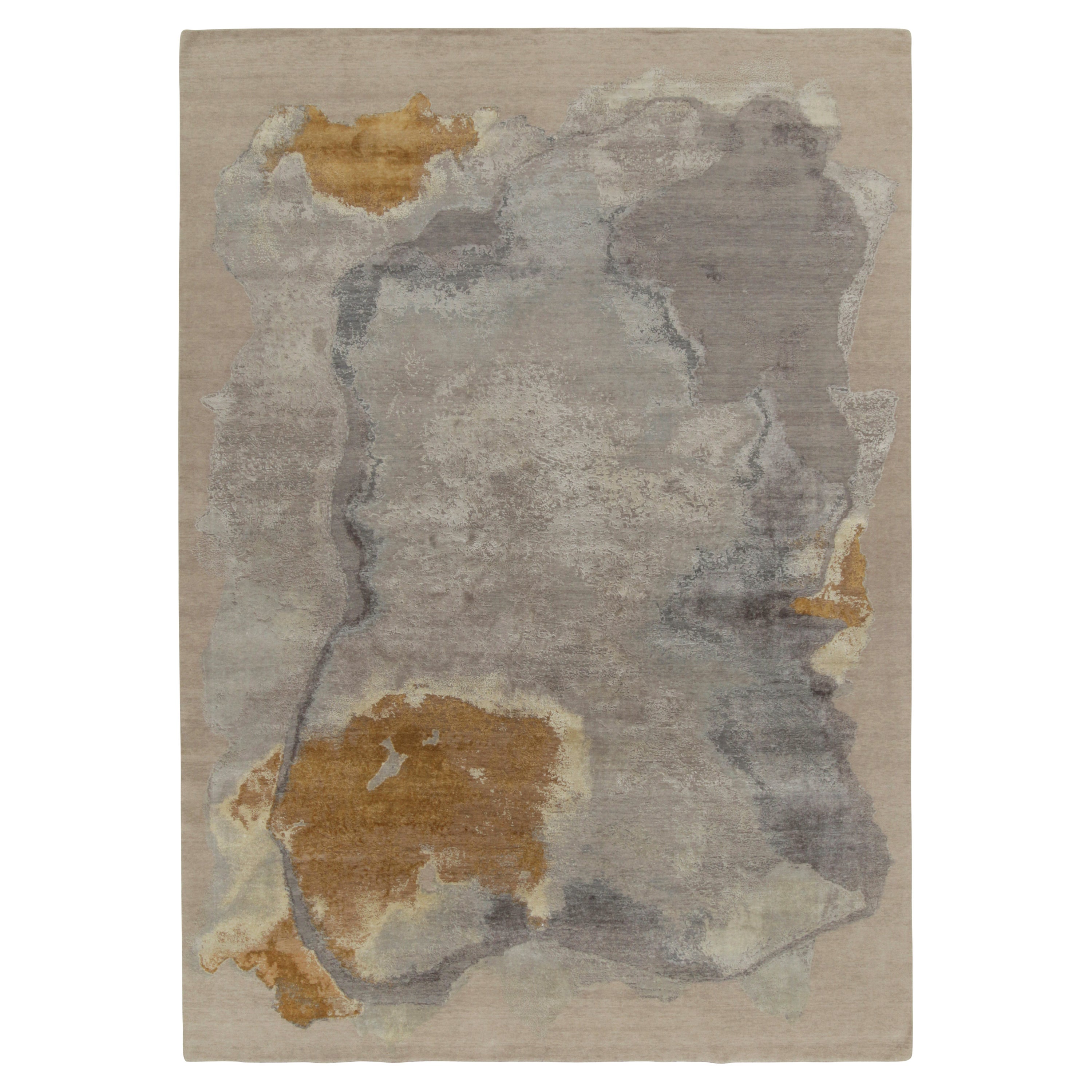 Alfombra abstracta Rug & Kilim con motivos gris plateado, dorado y marrón