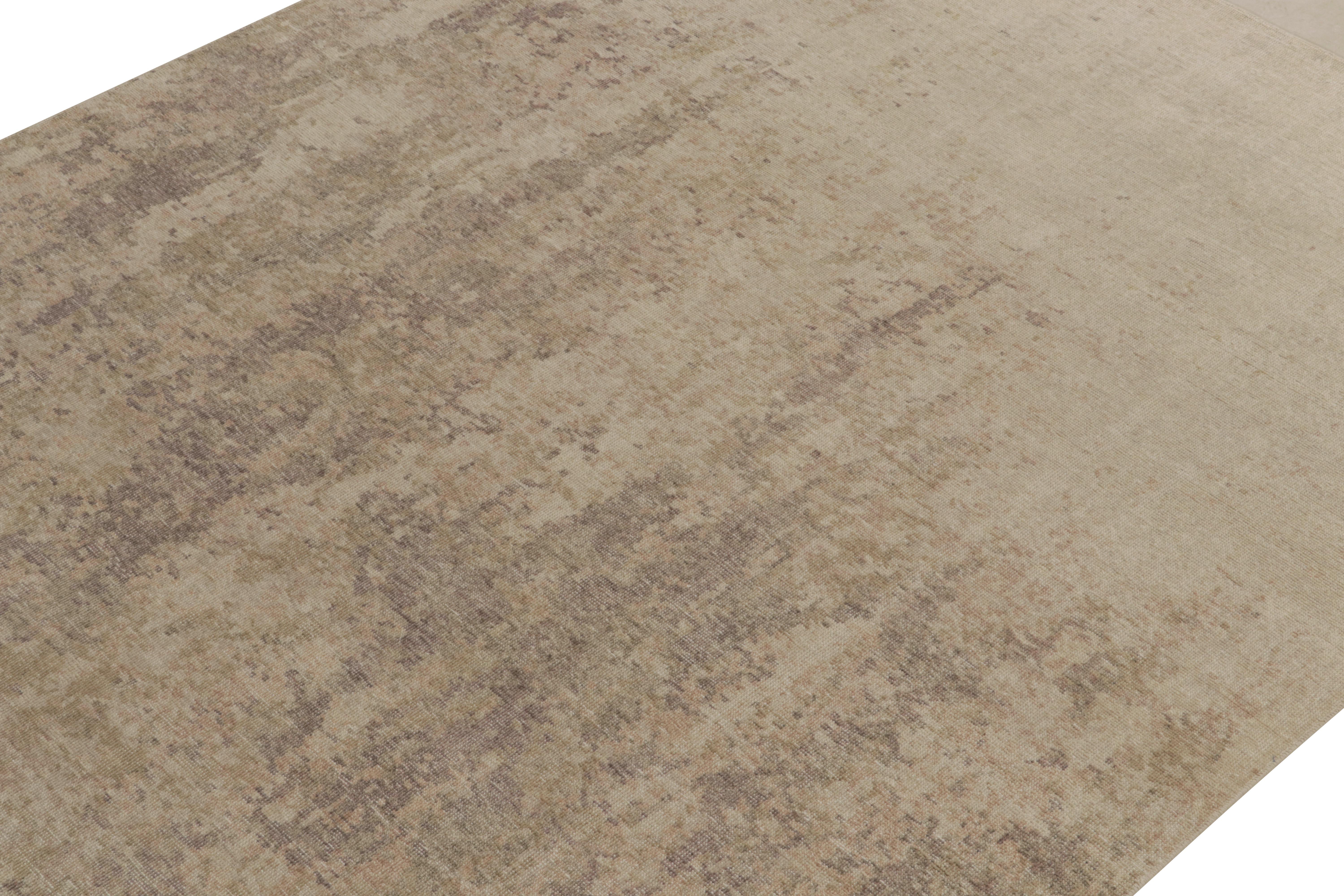 Annodato a mano Rug & Kilim - Tappeto astratto in stile beige-marrone invecchiato in vendita