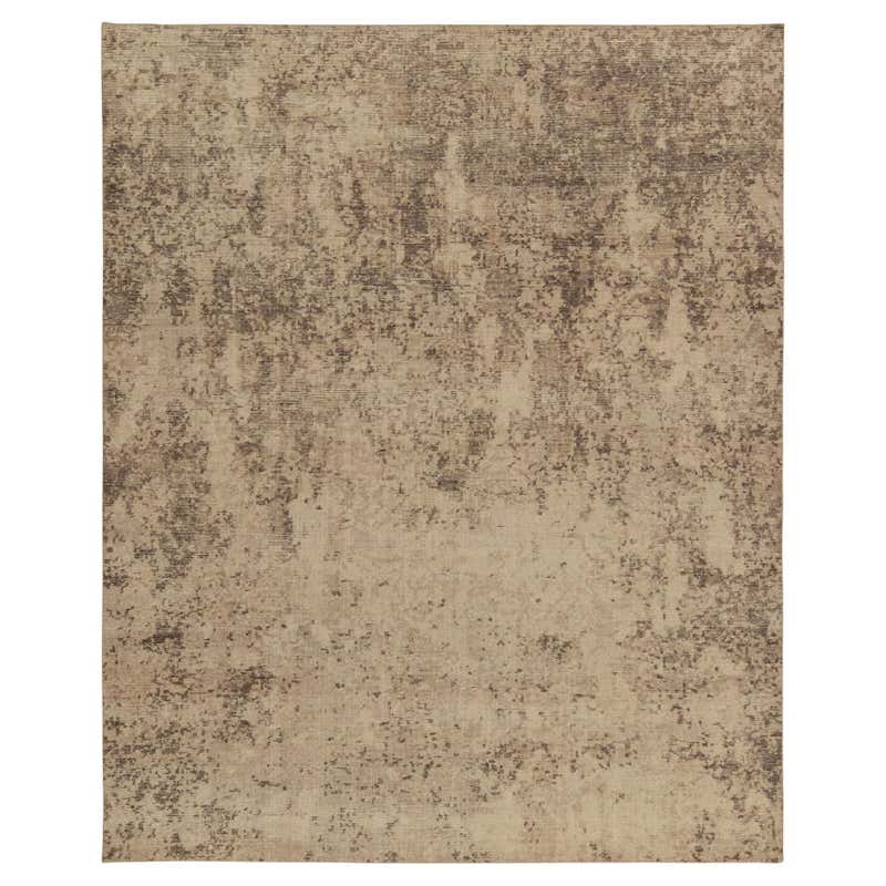 Rug and Kilim’s Abstract Rug in Beige-Brown Distressed Style For Sale ...