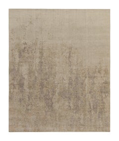 Rug & Kilim's Abstract Rug in Beige-Brown Distressed Style (Tapis abstrait en beige et brun)