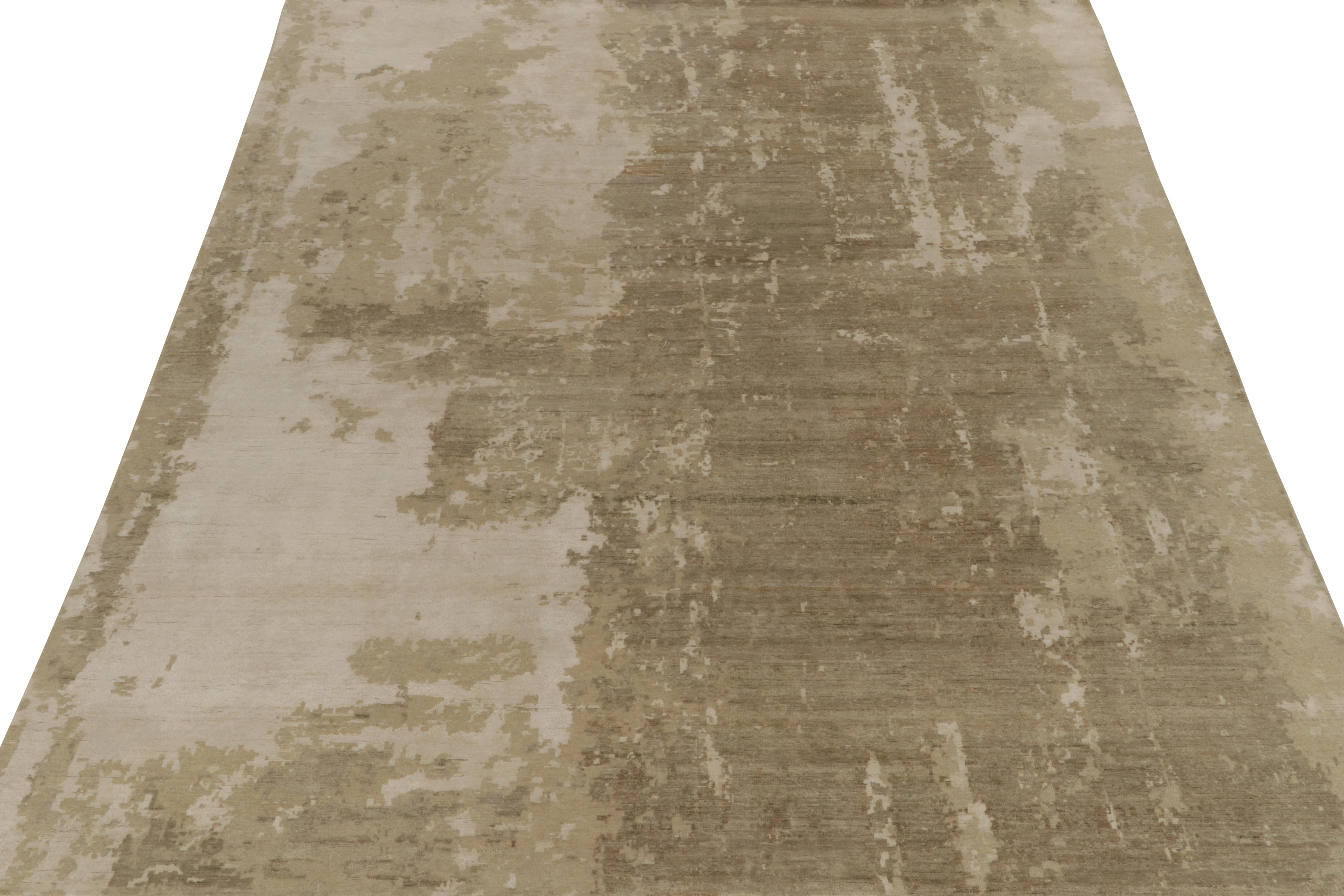 Modern Rug & Kilim’s Abstract Rug in Beige-Brown Painterly Pattern For Sale
