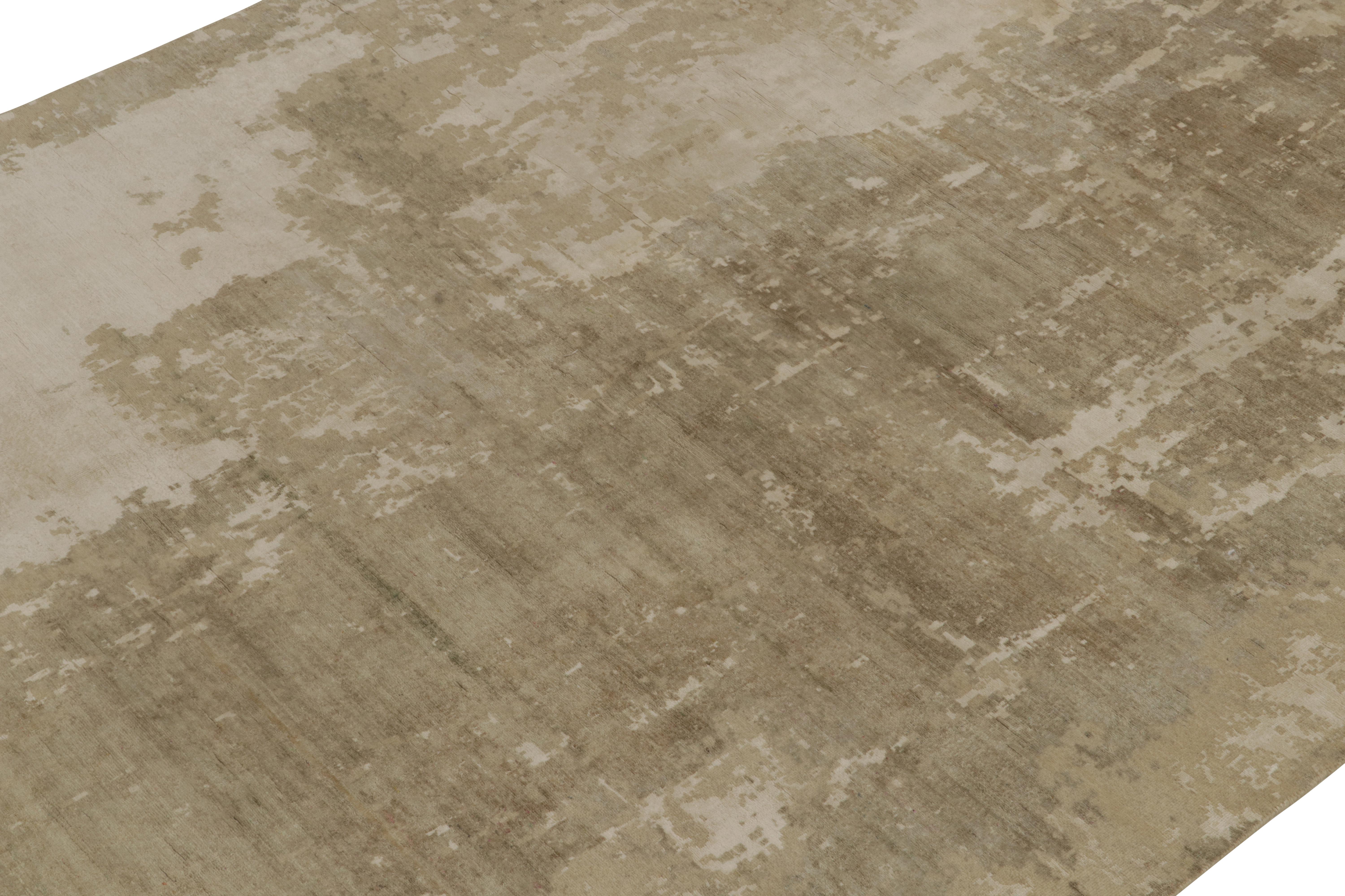 Indian Rug & Kilim’s Abstract Rug in Beige-Brown Painterly Pattern For Sale