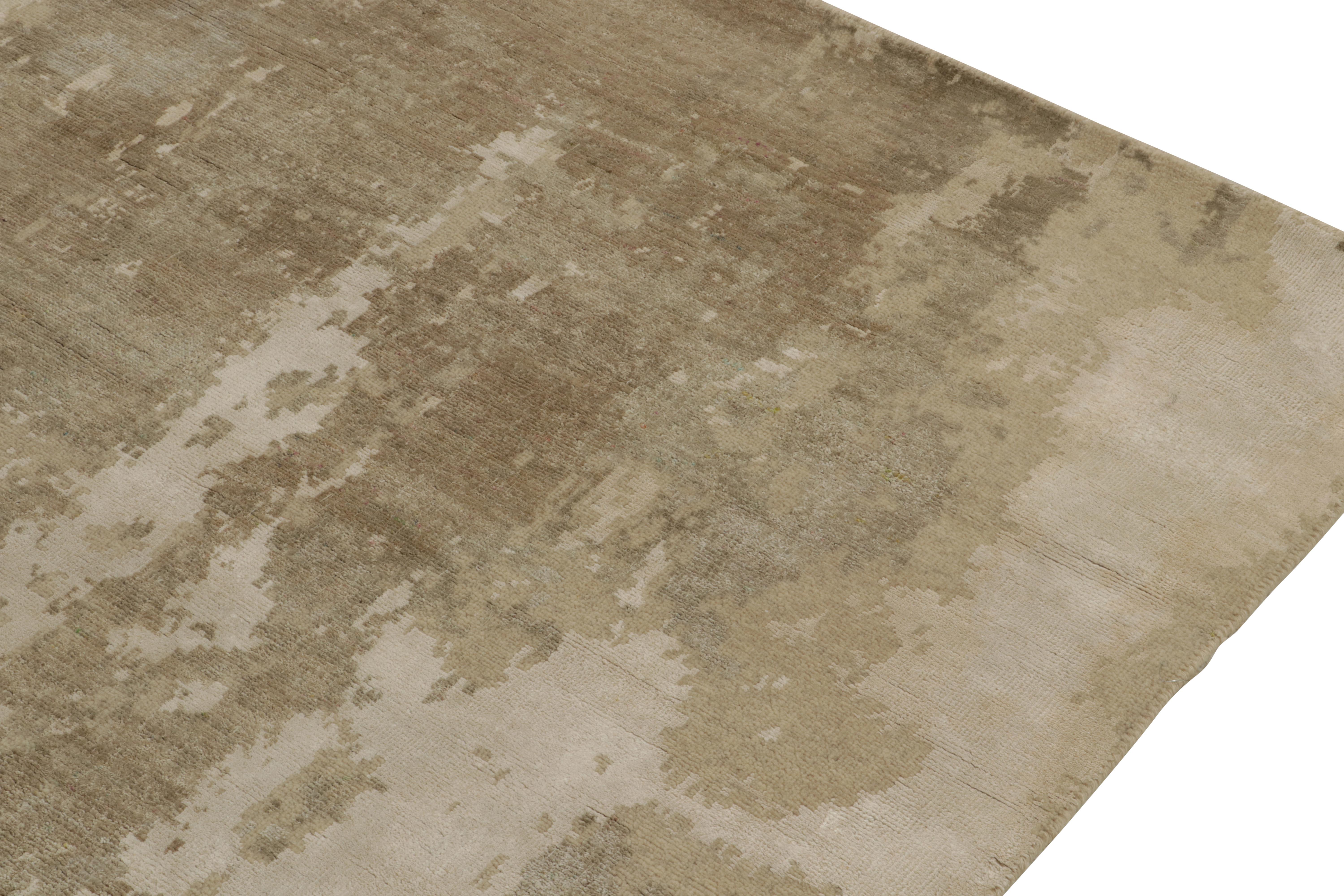 Hand-Knotted Rug & Kilim’s Abstract Rug in Beige-Brown Painterly Pattern For Sale