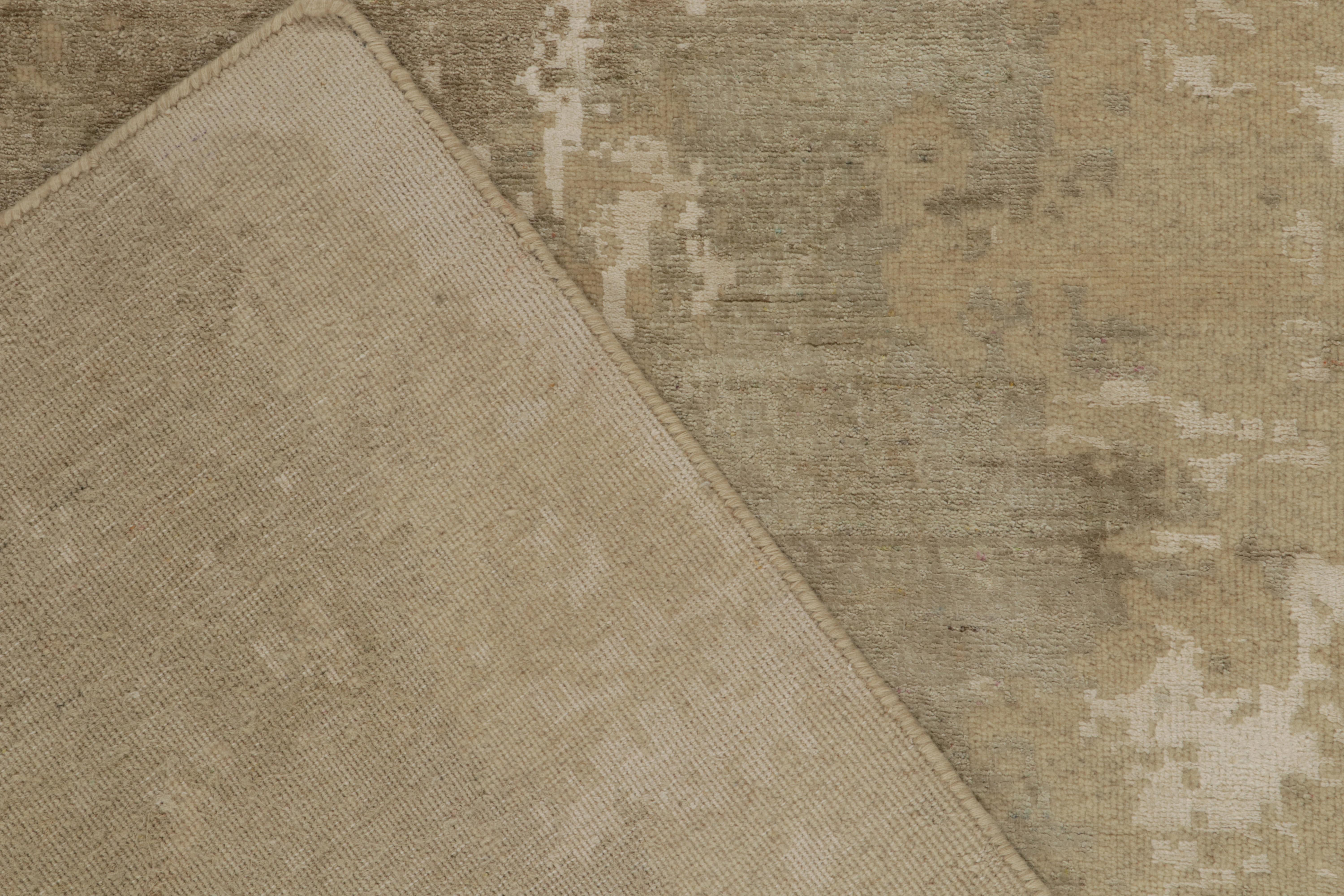 Contemporary Rug & Kilim’s Abstract Rug in Beige-Brown Painterly Pattern For Sale