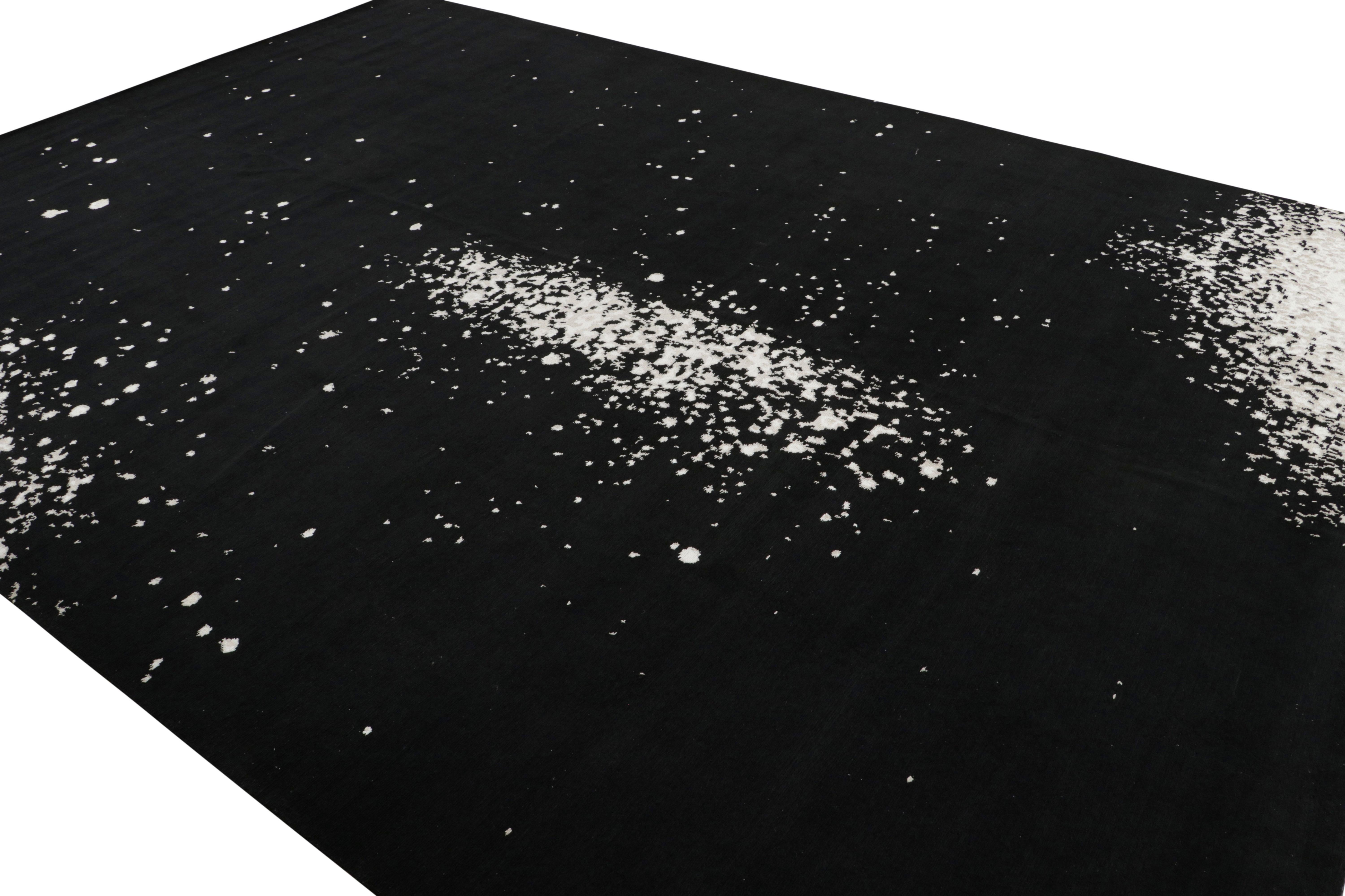Hand-Knotted Rug & Kilim’s Abstract Rug in Black With White Painterly Patterns – “Milky Way” For Sale