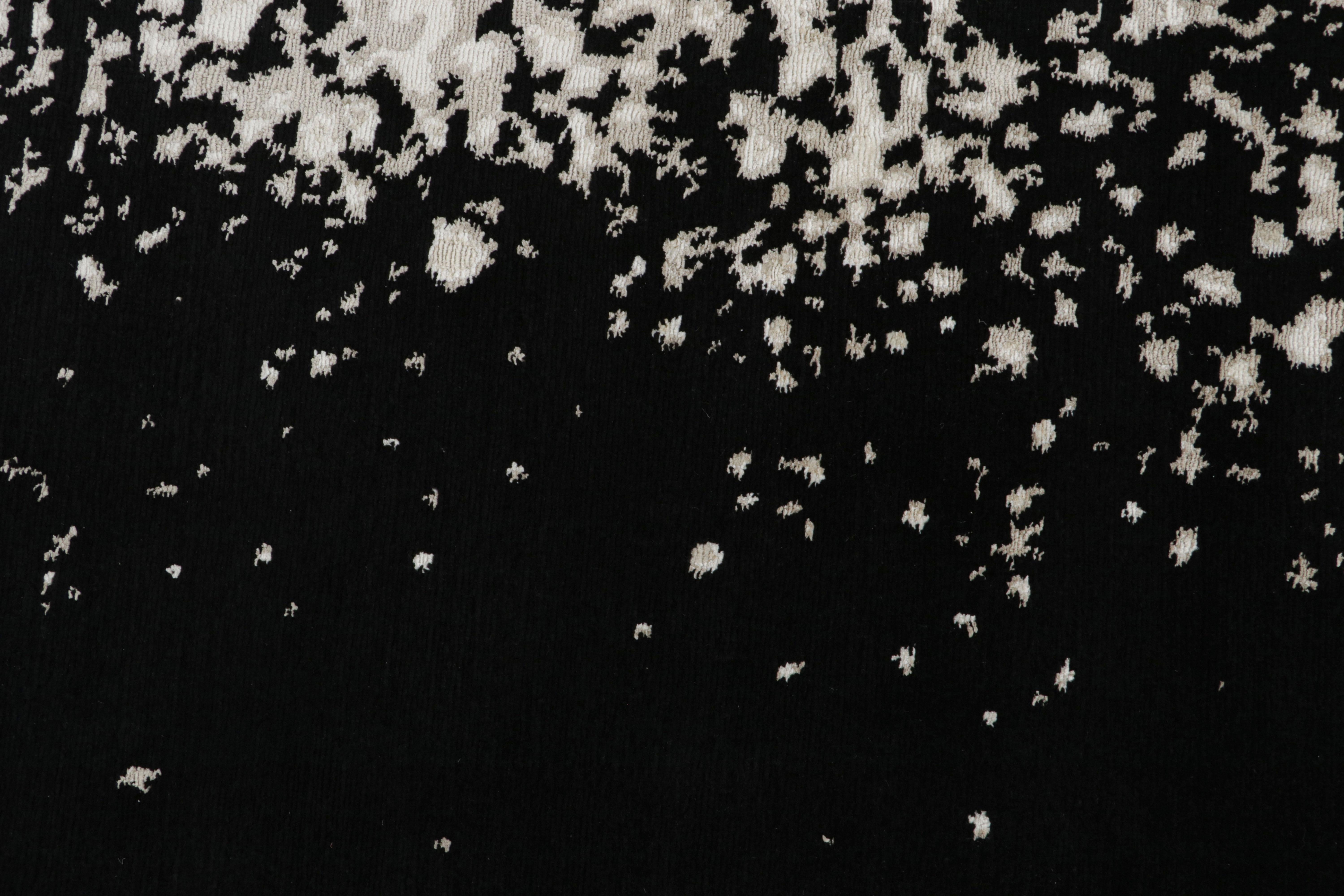 Rug & Kilim’s Abstract Rug in Black With White Painterly Patterns – “Milky Way” In New Condition For Sale In Long Island City, NY