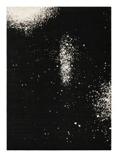 Rug & Kilim’s Abstract Rug in Black With White Painterly Patterns – “Milky Way”