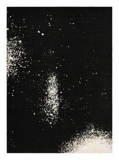 Rug & Kilim’s Abstract Rug in Black With White Painterly Patterns – “Milky Way”