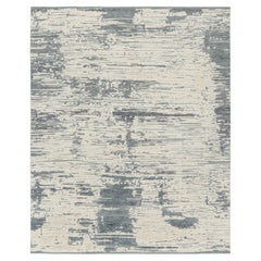 Rug & Kilim’s Abstract Rug in Blue, Cream And White Geometric Patterns