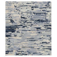 Rug & Kilim’s Abstract Rug in Blue, Cream And White Geometric Patterns