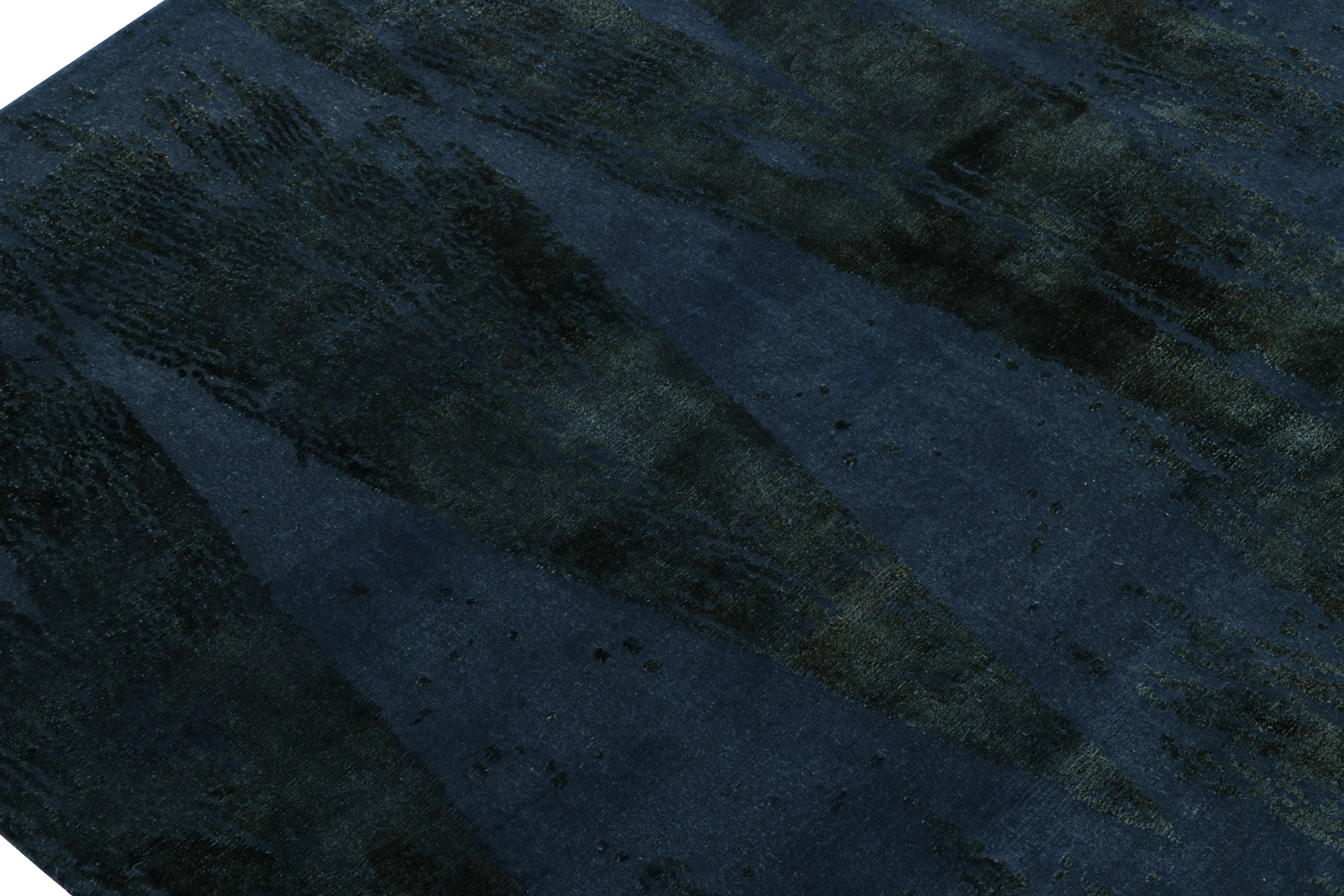 Rug & Kilim's Abstrakter Teppich in Blau, mit geometrischen Mustern Diamanten Vintage (Handgeknüpft) im Angebot