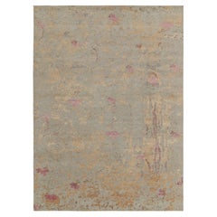 Rug & Kilim’s Abstract Rug in Blue with Pink and Gold Textural Patterns