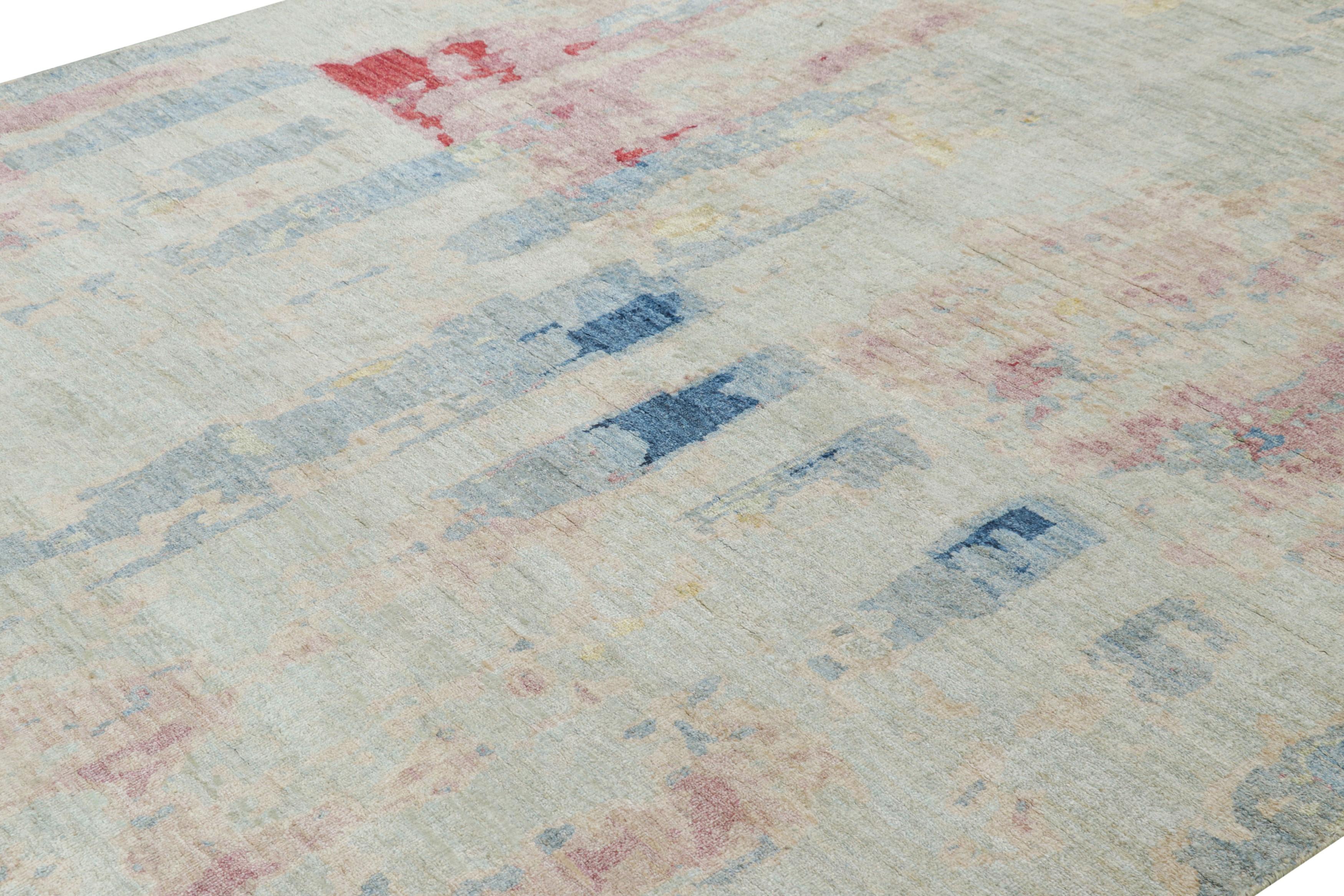Noué à la main en soie, ce tapis abstrait contemporain de 8x10 est un nouvel ajout à la Collection S.  Rug & Kilim.

Sur le Design : 

Les connaisseurs apprécieront le sens du mouvement et la dimension que le subtil motif abstrait confère à cette