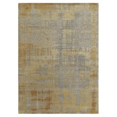 Rug & Kilim’s Abstract  Rug in Gold and Silver-Gray All over Streak Pattern