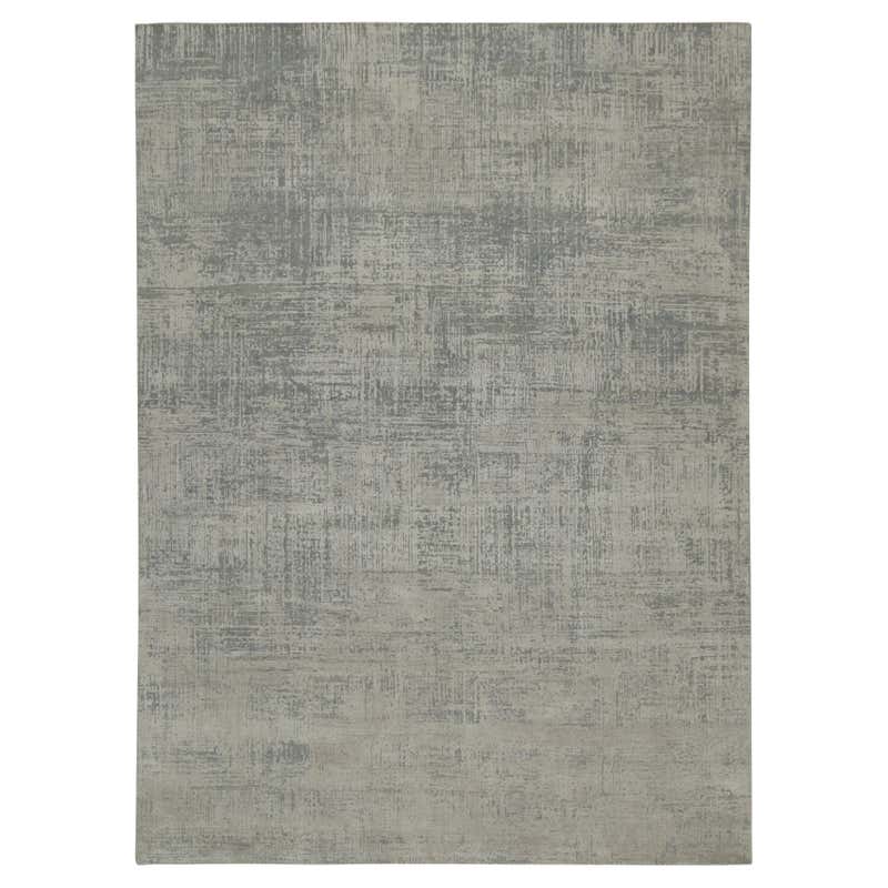 Rug and Kilim’s Abstract Rug in Grey and Stone Blue Geometric Pattern ...