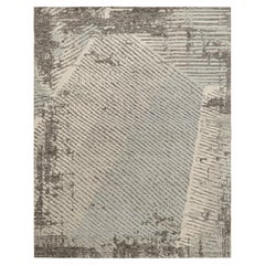 Rug & Kilim’s Abstract Rug in Gray, Blue And White Geometric Patterns