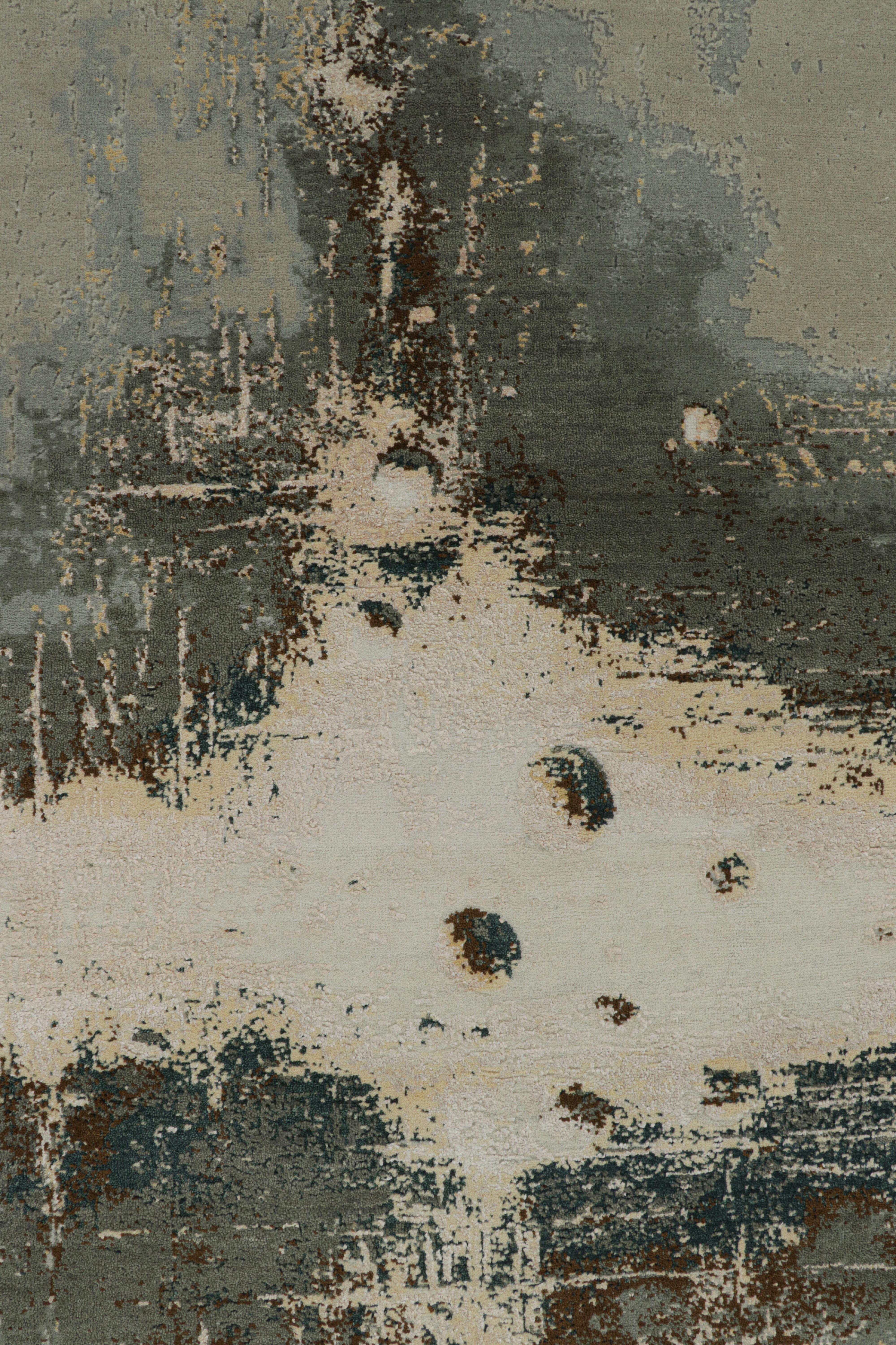 Rug & Kilim’s Abstract Rug in Gray, White and Blue Patterns In New Condition For Sale In Long Island City, NY