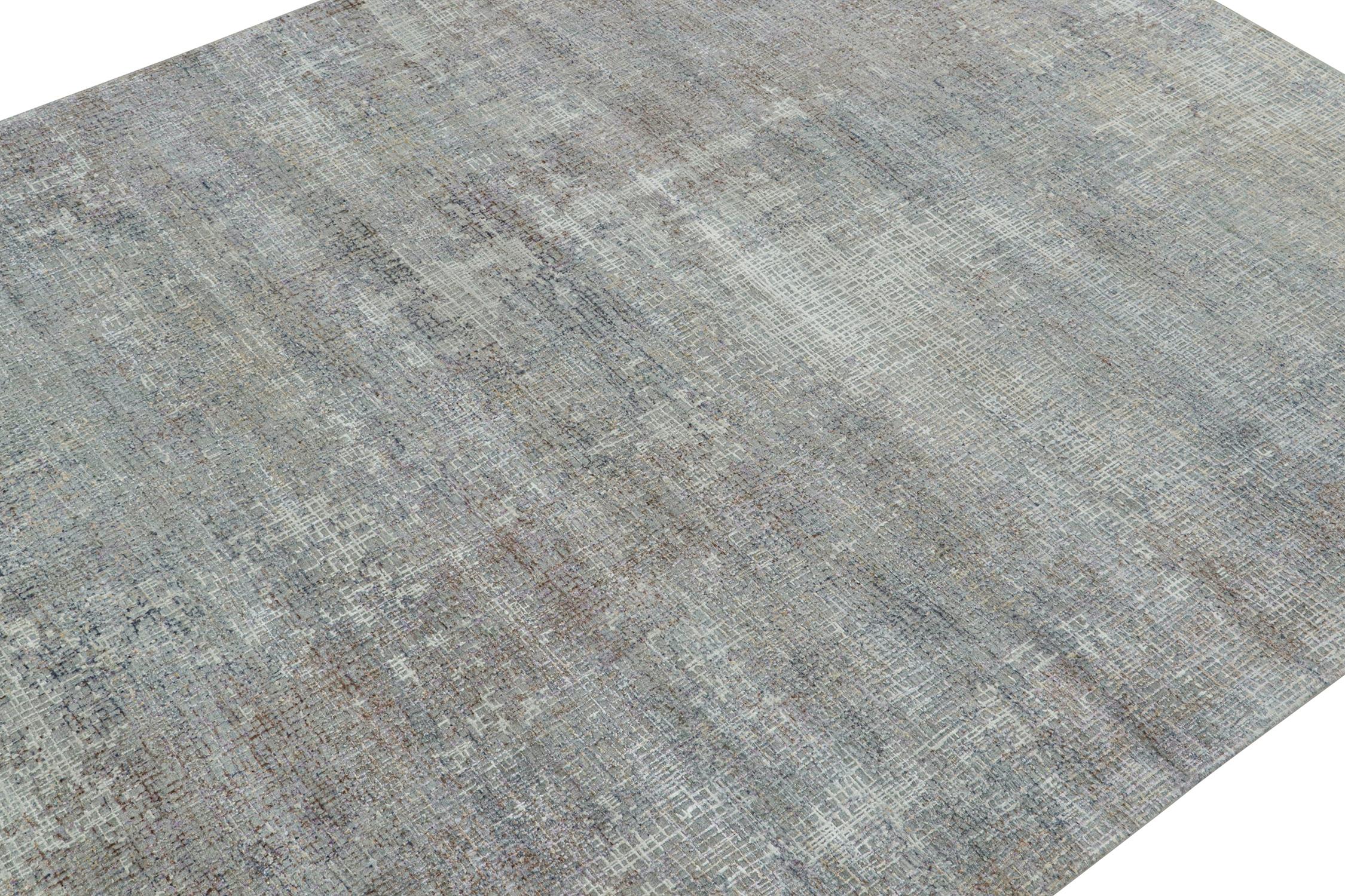 Indien Tapis abstrait Kilim & Kilim en gris avec stretchs géométriques colorés en vente