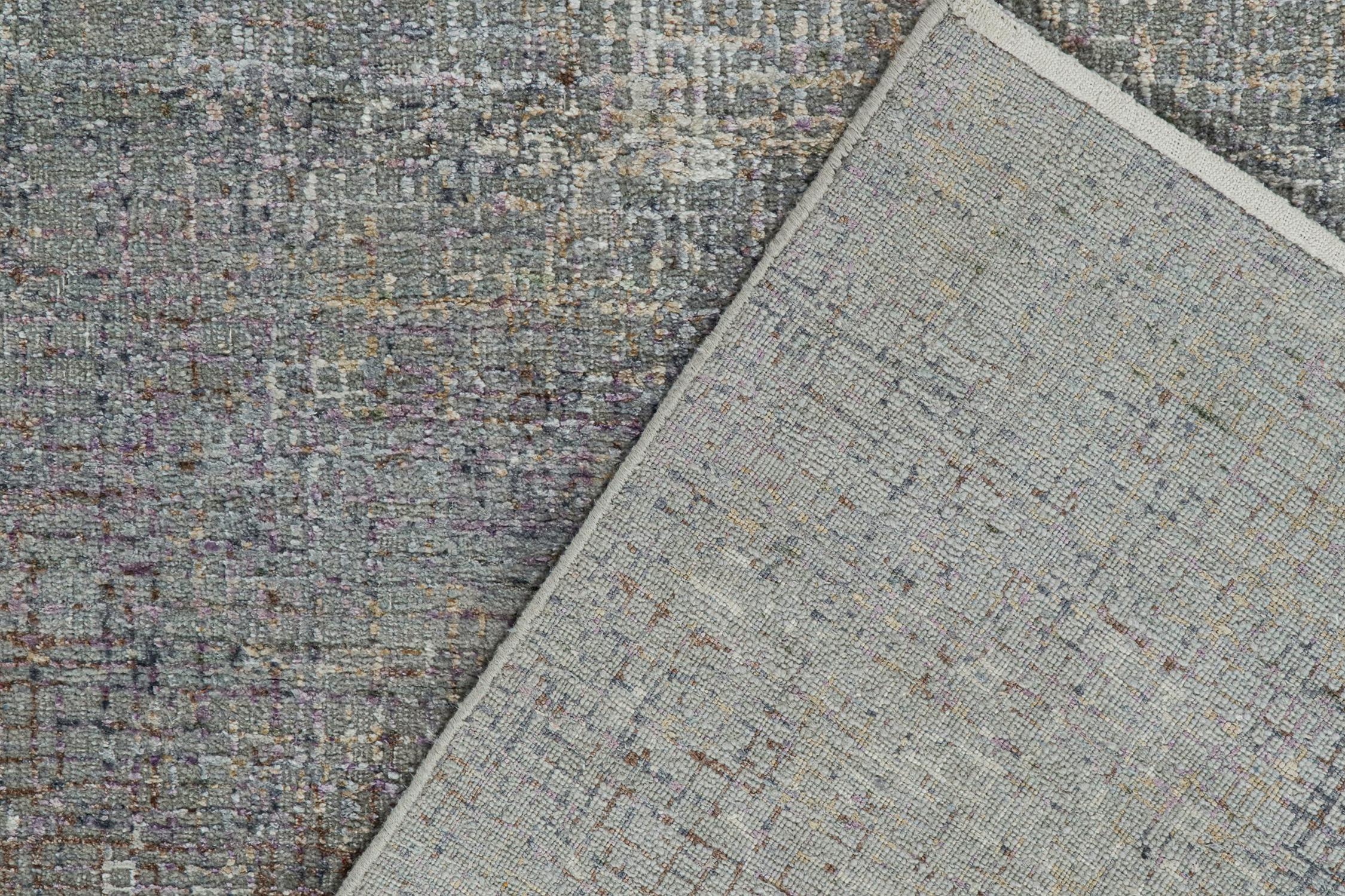 XXIe siècle et contemporain Tapis abstrait Kilim & Kilim en gris avec stretchs géométriques colorés en vente