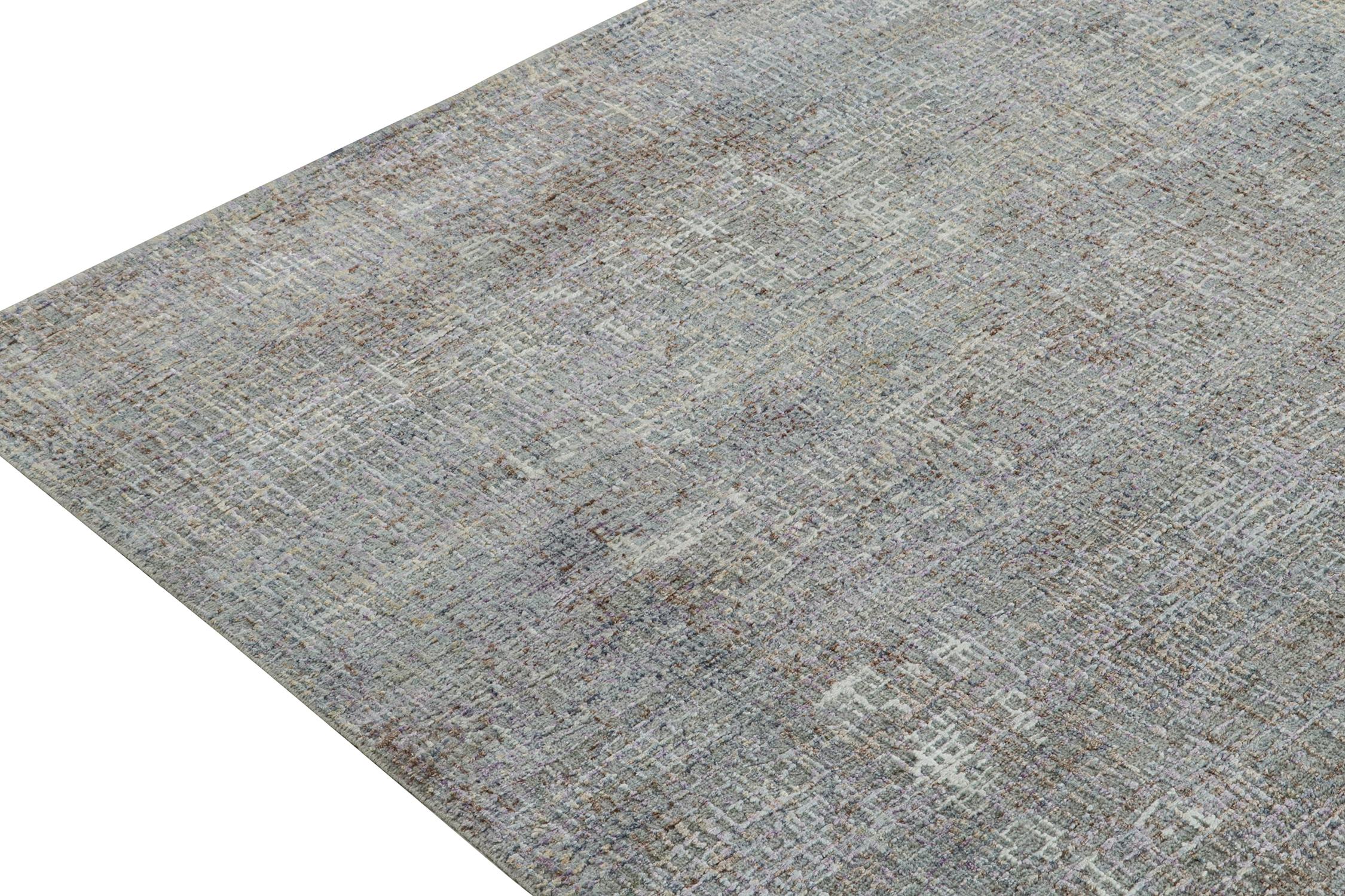 Noué à la main Tapis abstrait Kilim & Kilim en gris avec stretchs géométriques colorés en vente