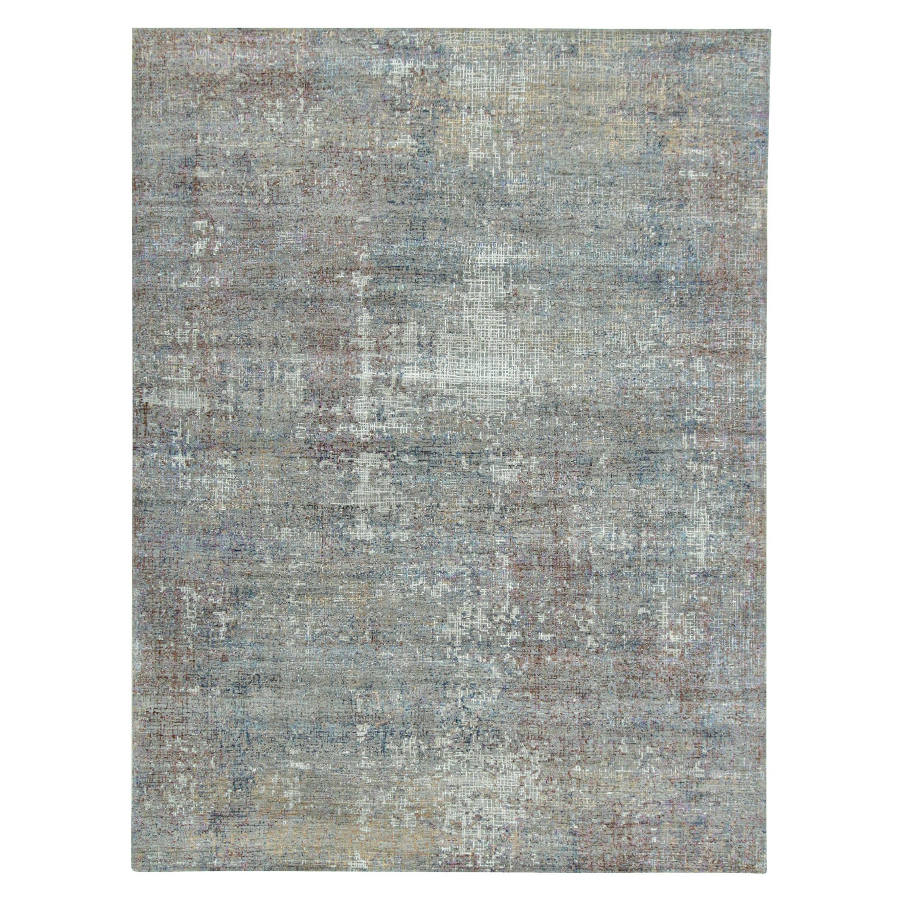 Rug & Kilim’s Abstract Rug in Gray with Colorful Geometric Streaks