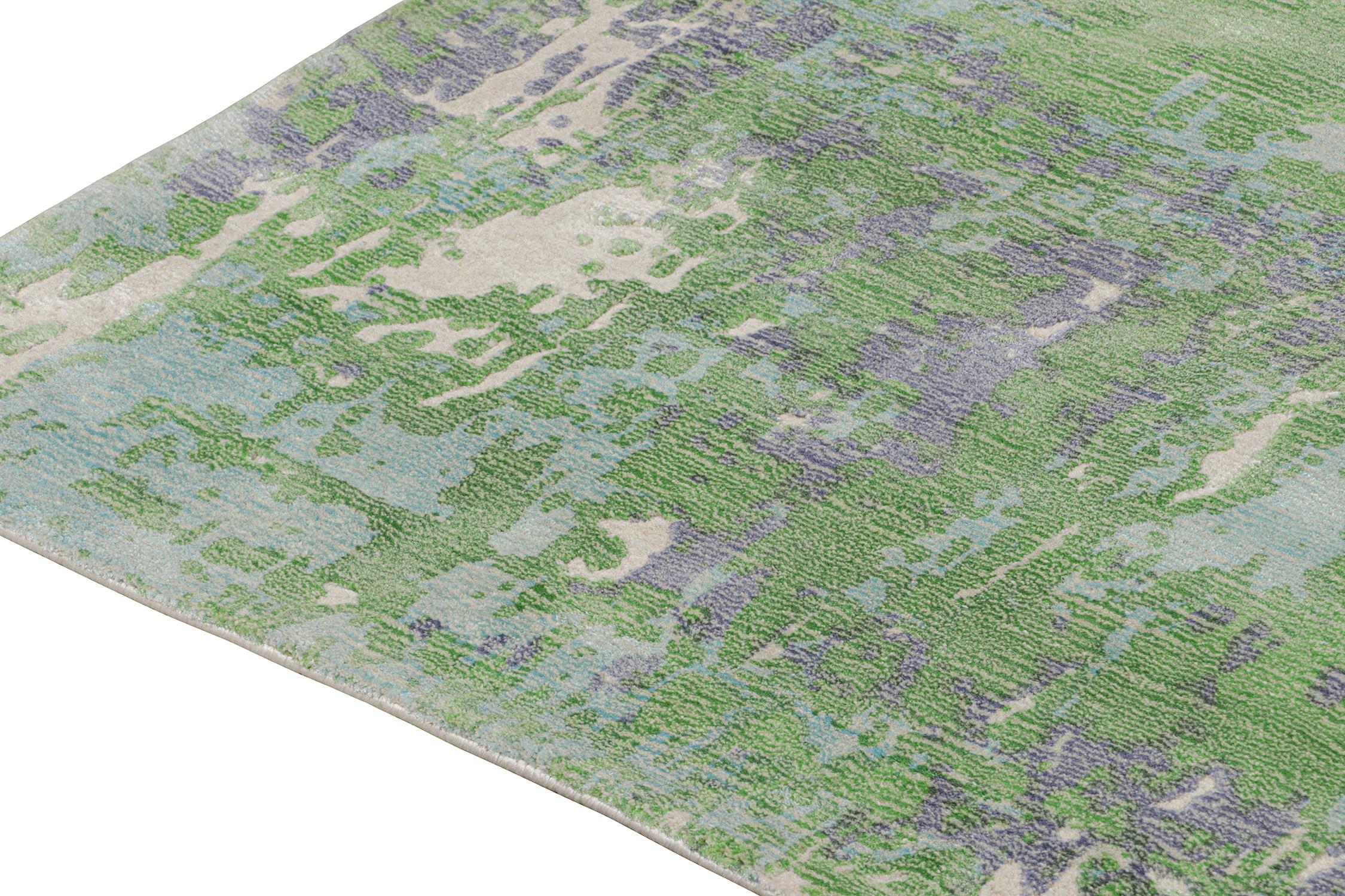 Rug & Kilim’s Abstract Rug in Green, Blue and Beige All-Over Pattern Anudado a mano en venta