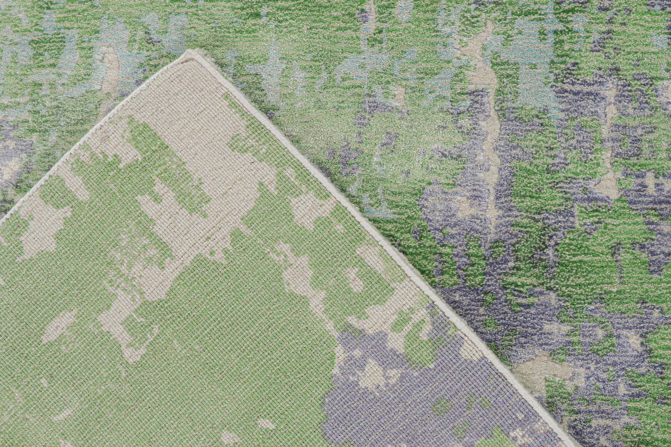 Rug & Kilim’s Abstract Rug in Green, Blue and Beige All-Over Pattern Siglo XXI y contemporáneo en venta