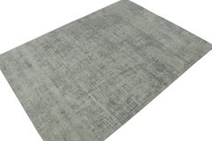 Rug & Kilim’s Abstract Rug in Grey and Stone Blue Geometric Pattern