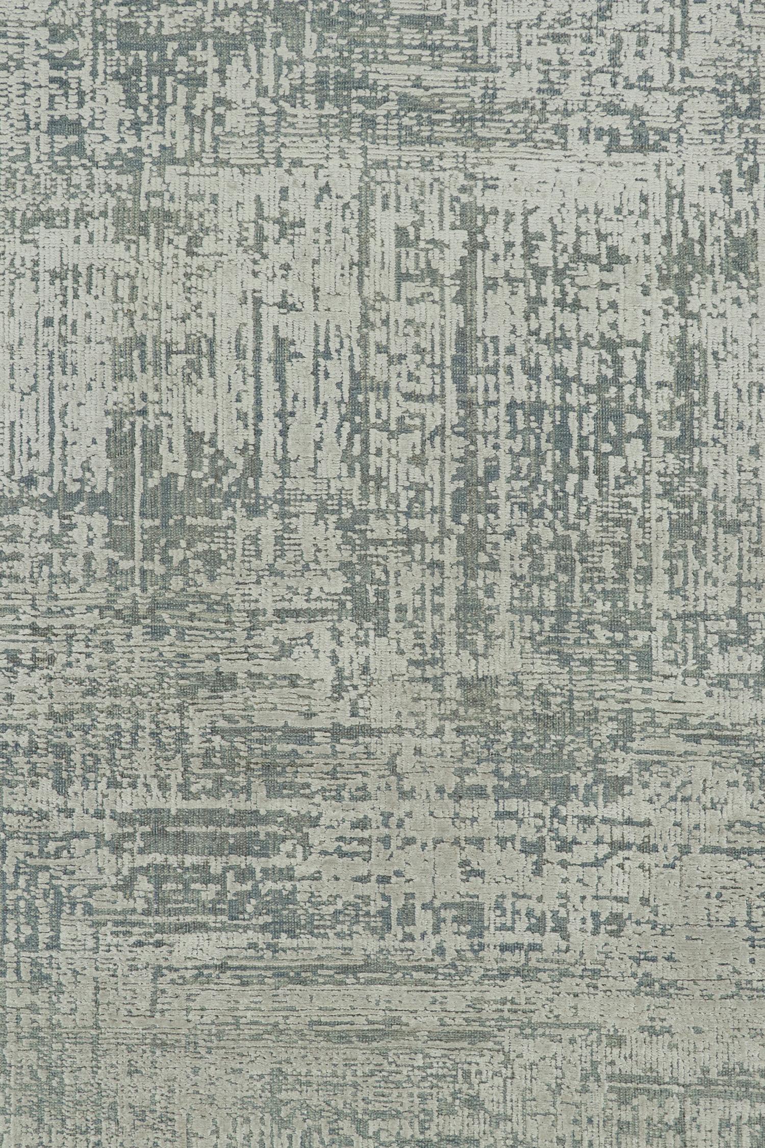 Rug & Kilim's Abstract Rug in Grey and Stone Blue Geometric Pattern (tapis abstrait à motifs géométriques gris et bleu pierre) Neuf - En vente à Long Island City, NY