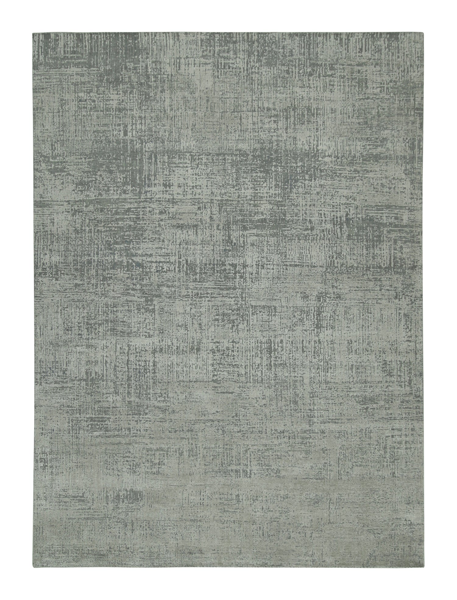 Rug & Kilim’s Abstract Rug in Grey and Stone Blue Geometric Pattern