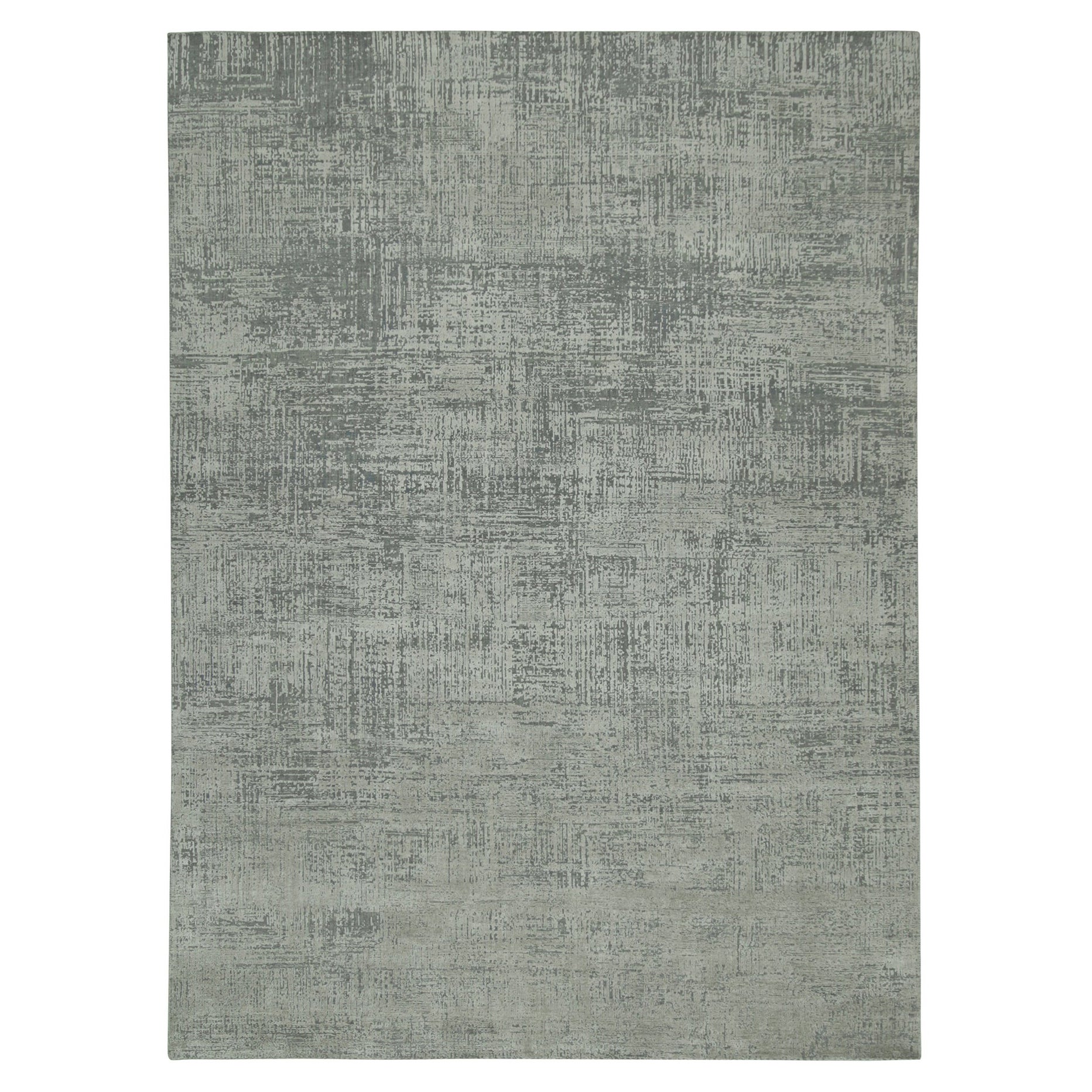Rug & Kilim’s Abstract Rug in Grey and Stone Blue Geometric Pattern