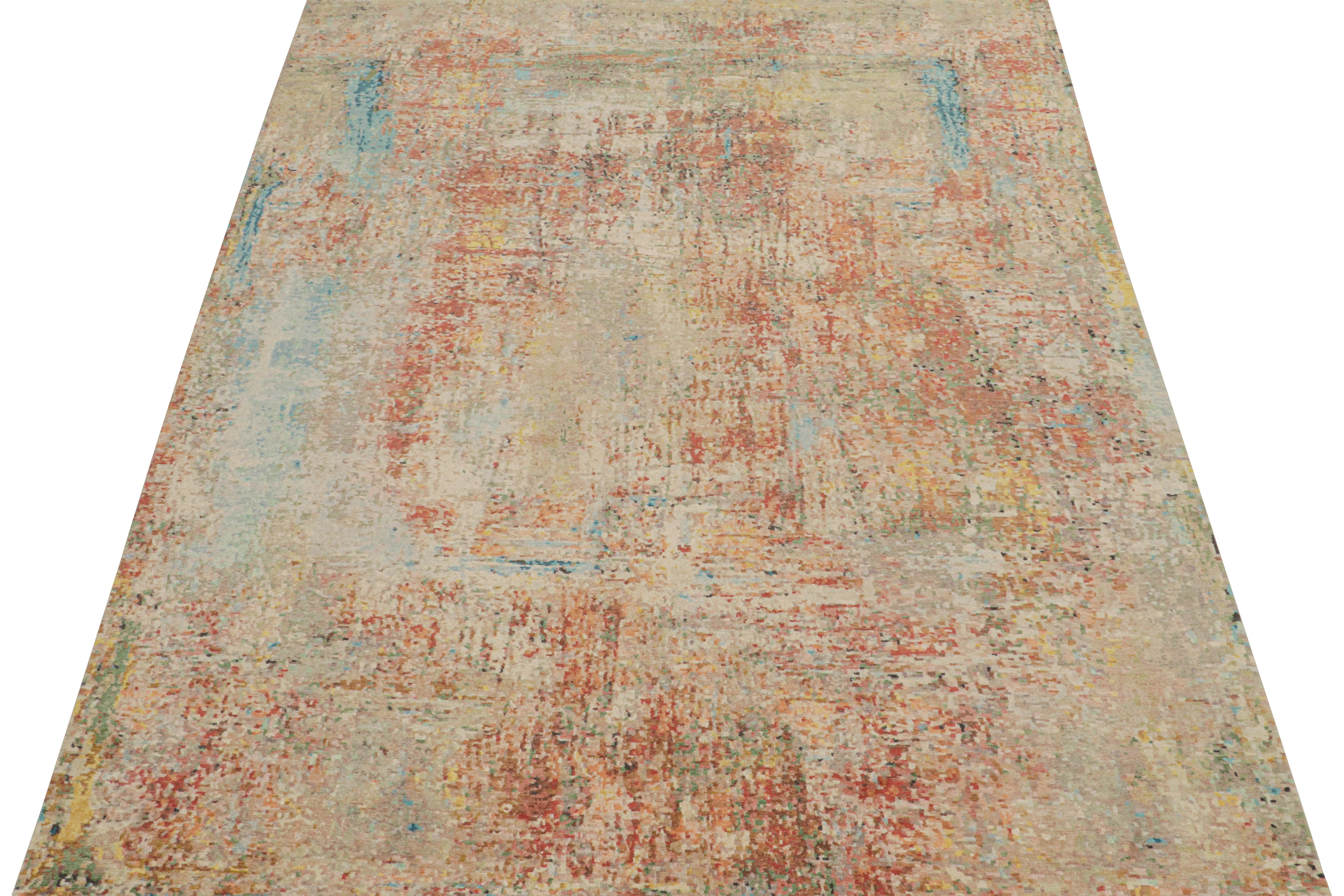This 9x12 abstract rug is a bold new addition to Rug & Kilim’s Modern rug collection. Hand-knotted in wool and silk, its design is a take on expressionist sensibilities in the most exceptional high-end quality.

Further on the Design:

The