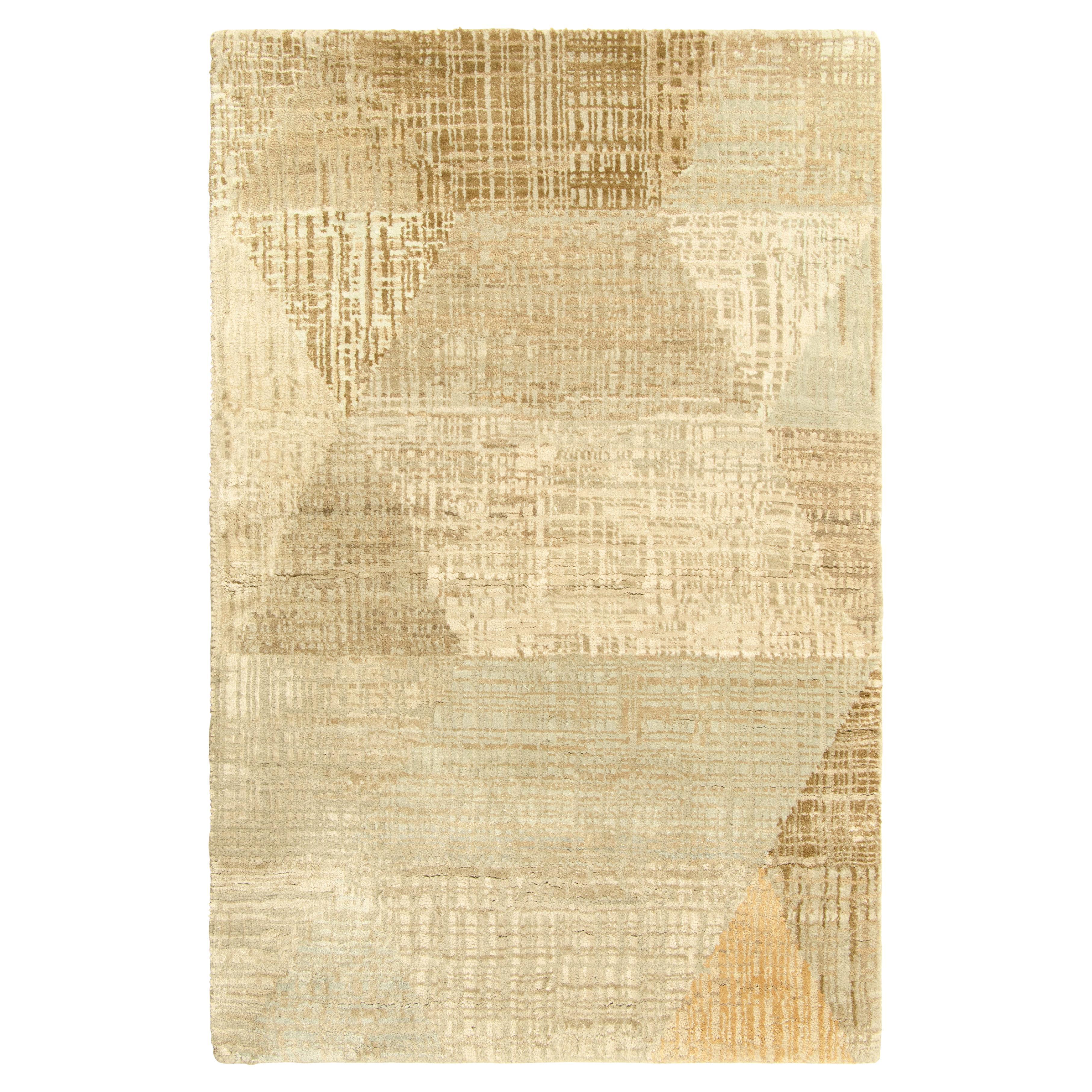 Rug & Kilim's Abstract Rug with Beige-Brown and Cream Geometric Patterns (Tapis abstrait à motifs géométriques beige-brun et crème)