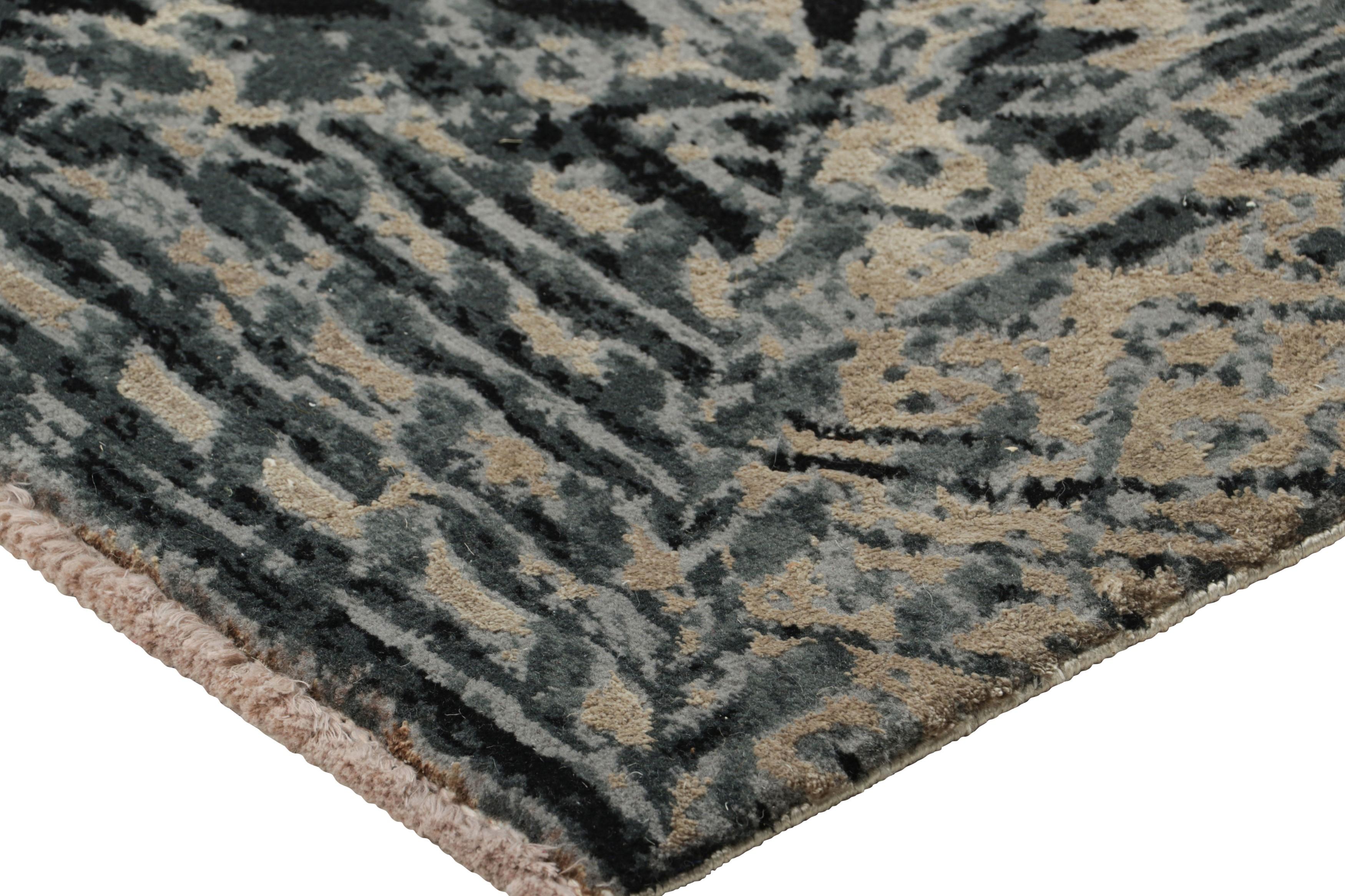 Tapis abstrait à motifs géométriques noirs et bleu sarcelle de Rug & Kilim Neuf - En vente à Long Island City, NY