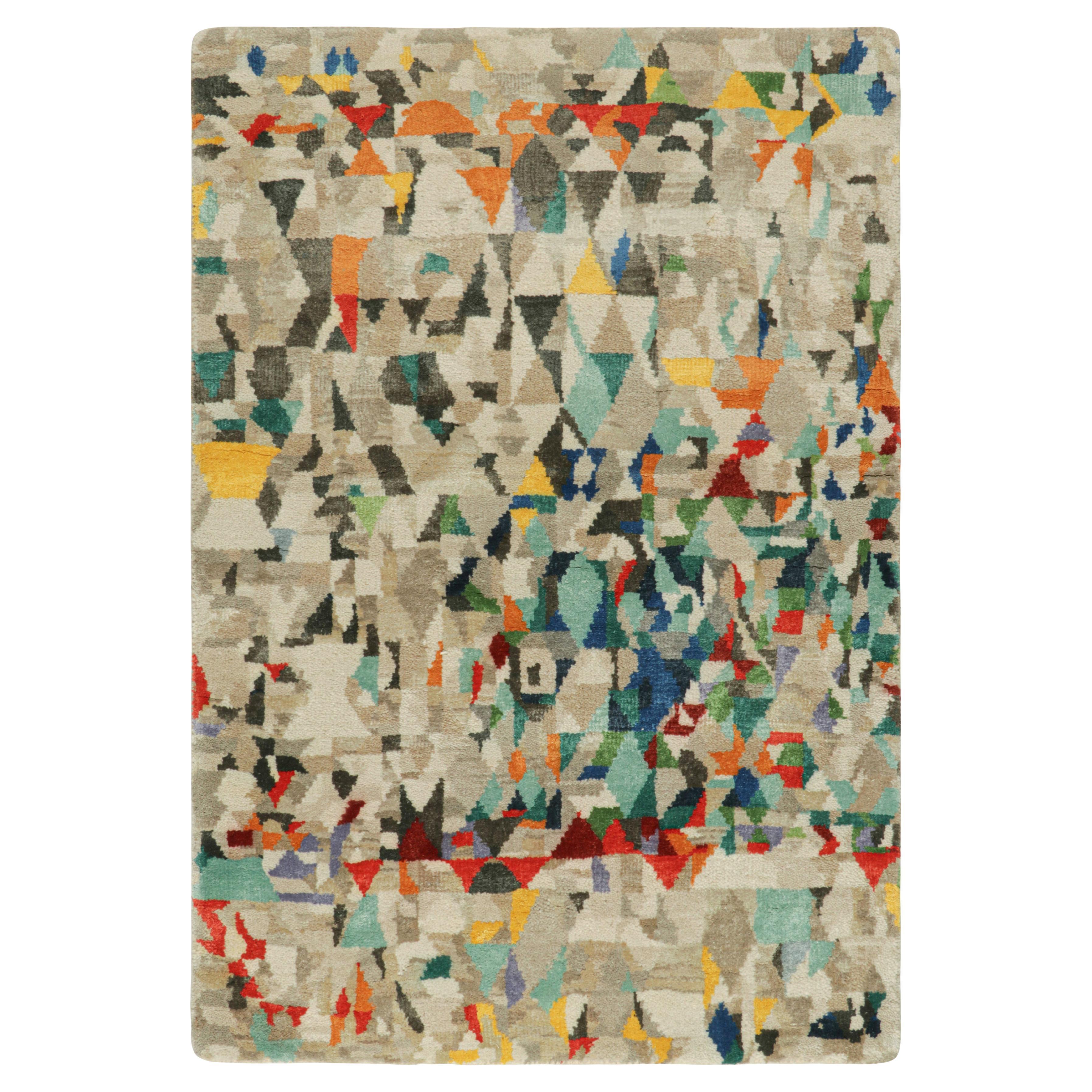 Rug & Kilim’s Abstract Rug with Polychromatic Geometric Patterns
