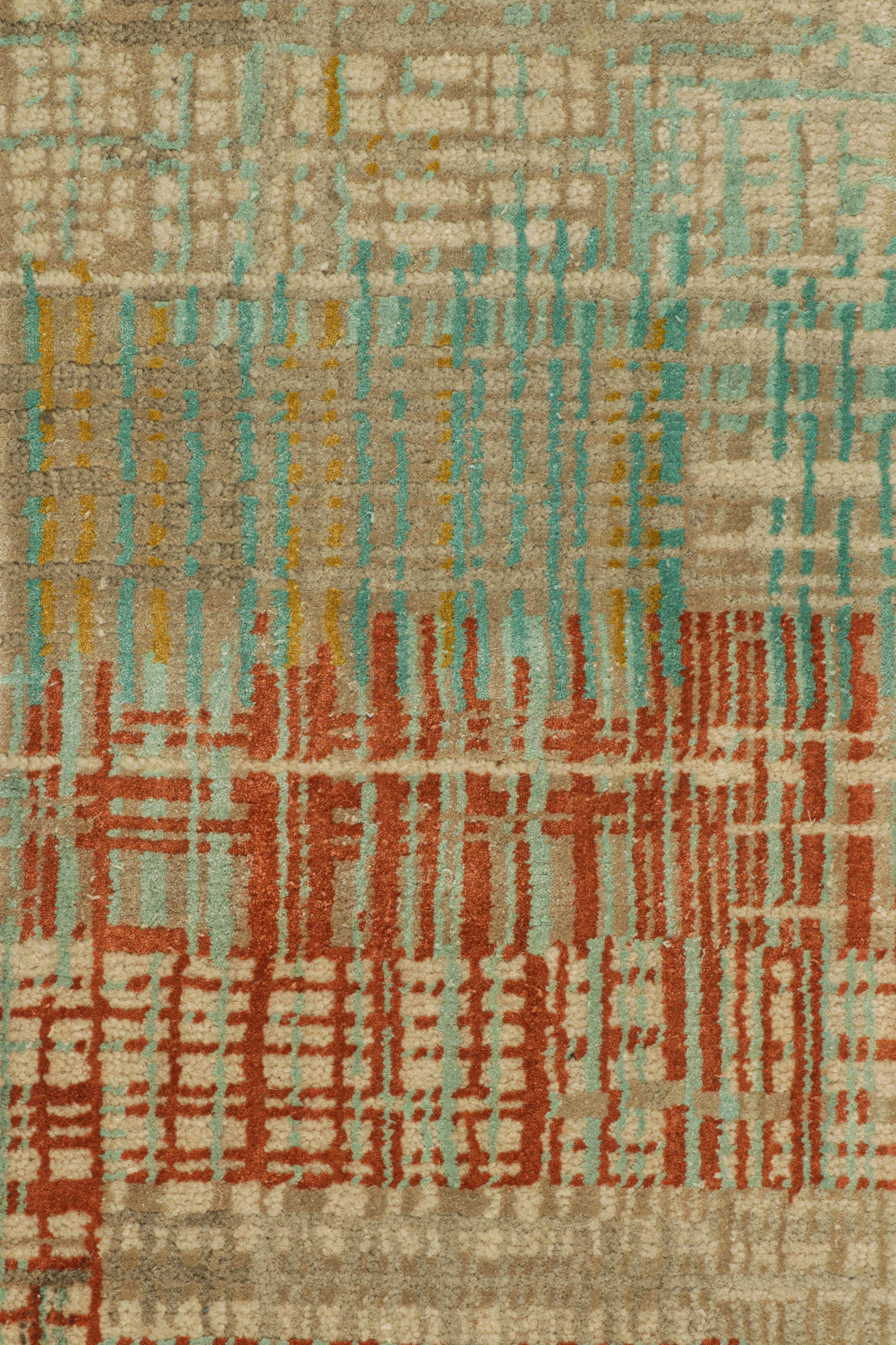 Moderne Tapis abstrait de Rug & Kilim avec des rayures polychromes et des motifs géométriques en vente