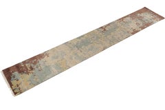 Rug & Kilim’s Abstract runner in Brown, White and Blue Patterns