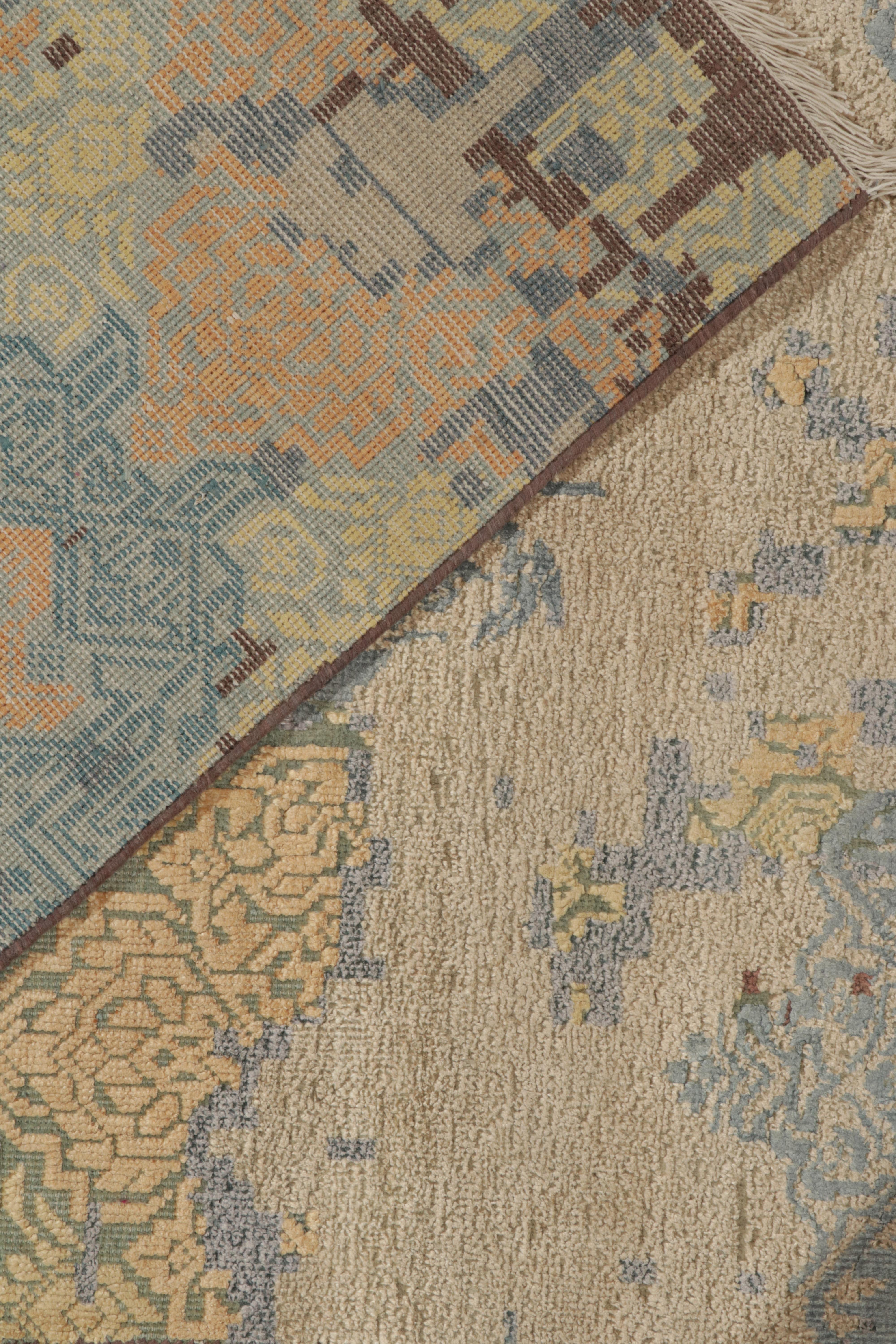 Contemporary Rug & Kilim’s Abstract runner in Brown, White and Blue Patterns For Sale