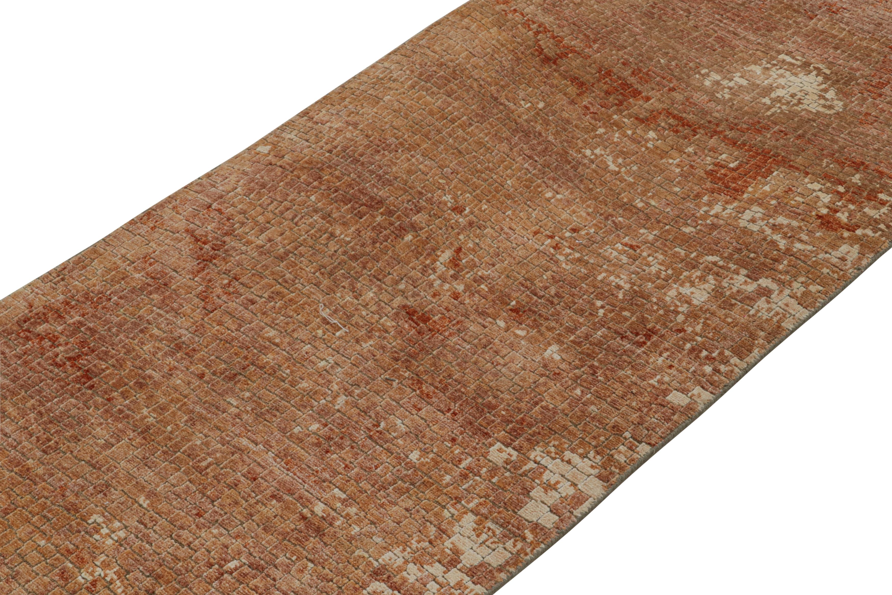 Indian Rug & Kilim’s Abstract Runner in Red with Rust and Earth Tones  For Sale