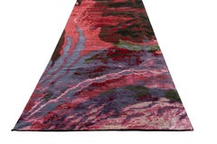 Rug & Kilim's Abstract Runner Red and Pink Wool and Silk Modern Pattern