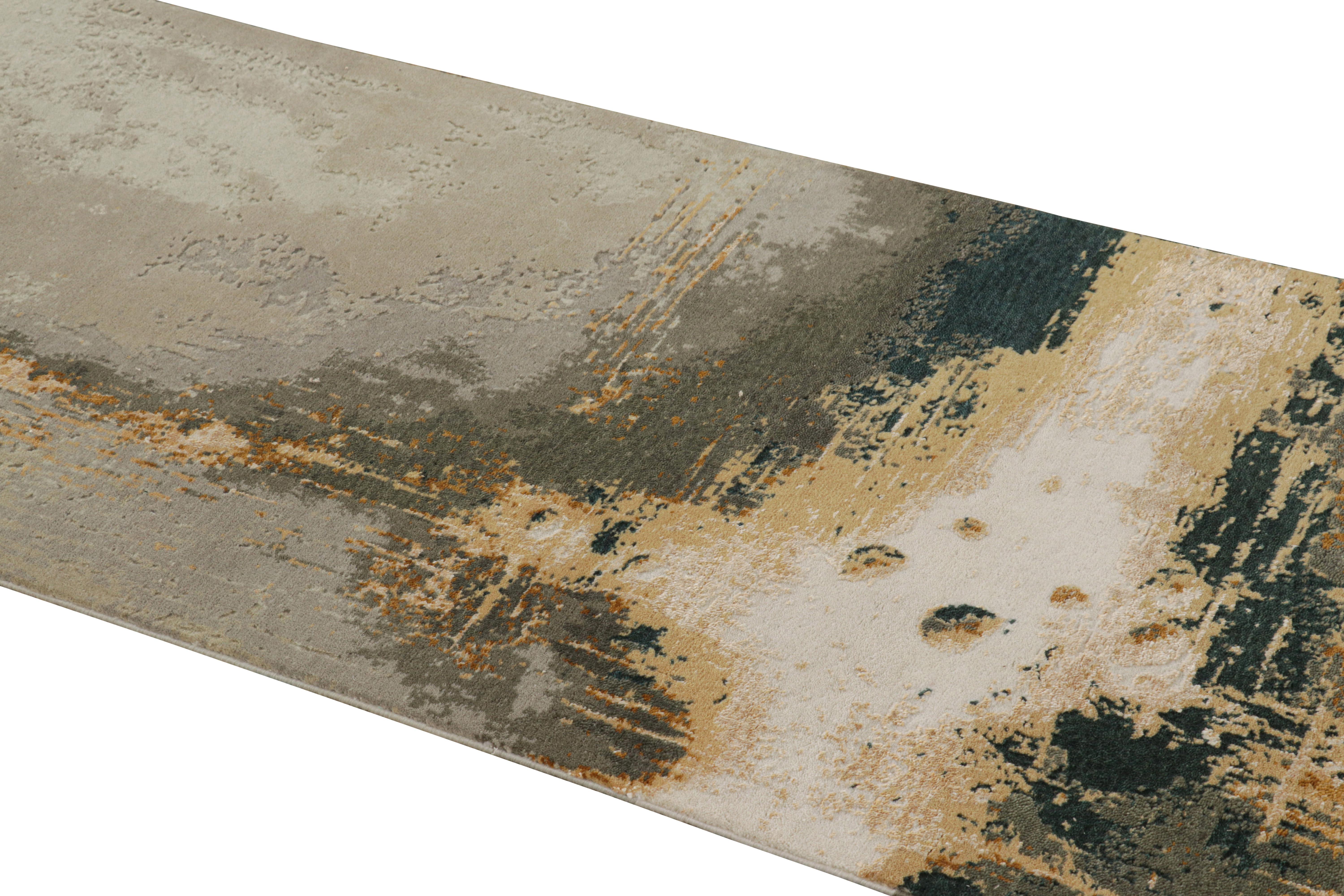 Annodato a mano in lana e seta, questo tappeto astratto moderno 3x8, caratterizzato da motivi geometrici sottili ed espressivi, è una grande aggiunta alla nostra Collection'S moderna.  

Sul design: 

I toni del beige-marrone e del grigio chiaro